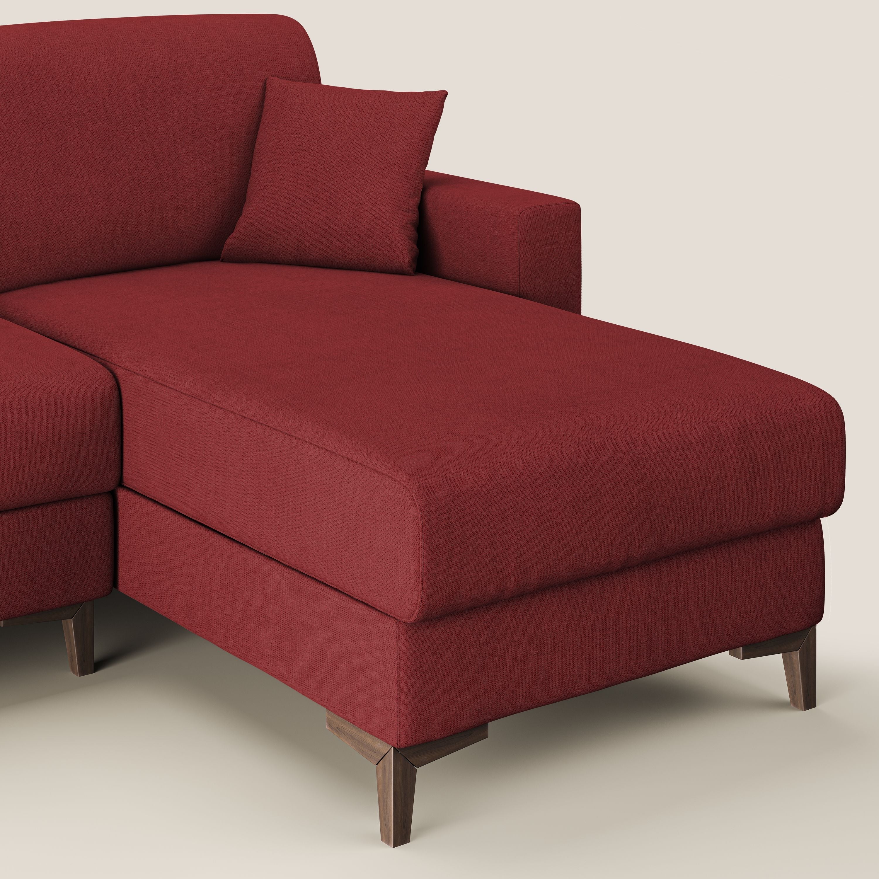 Kafka divano letto angolare in morbido tessuto impermeabile T02 rosso - divani.store