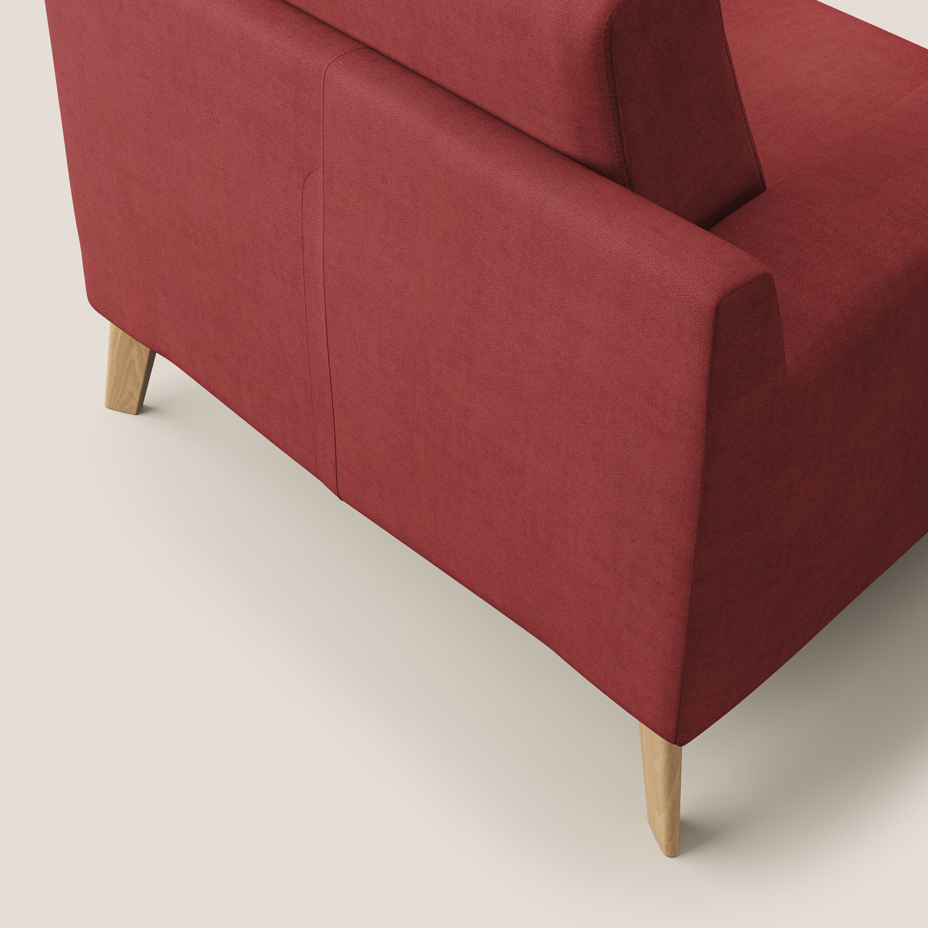 Danish poltroncina in tessuto morbido impermeabile T02 rosso - divani.store