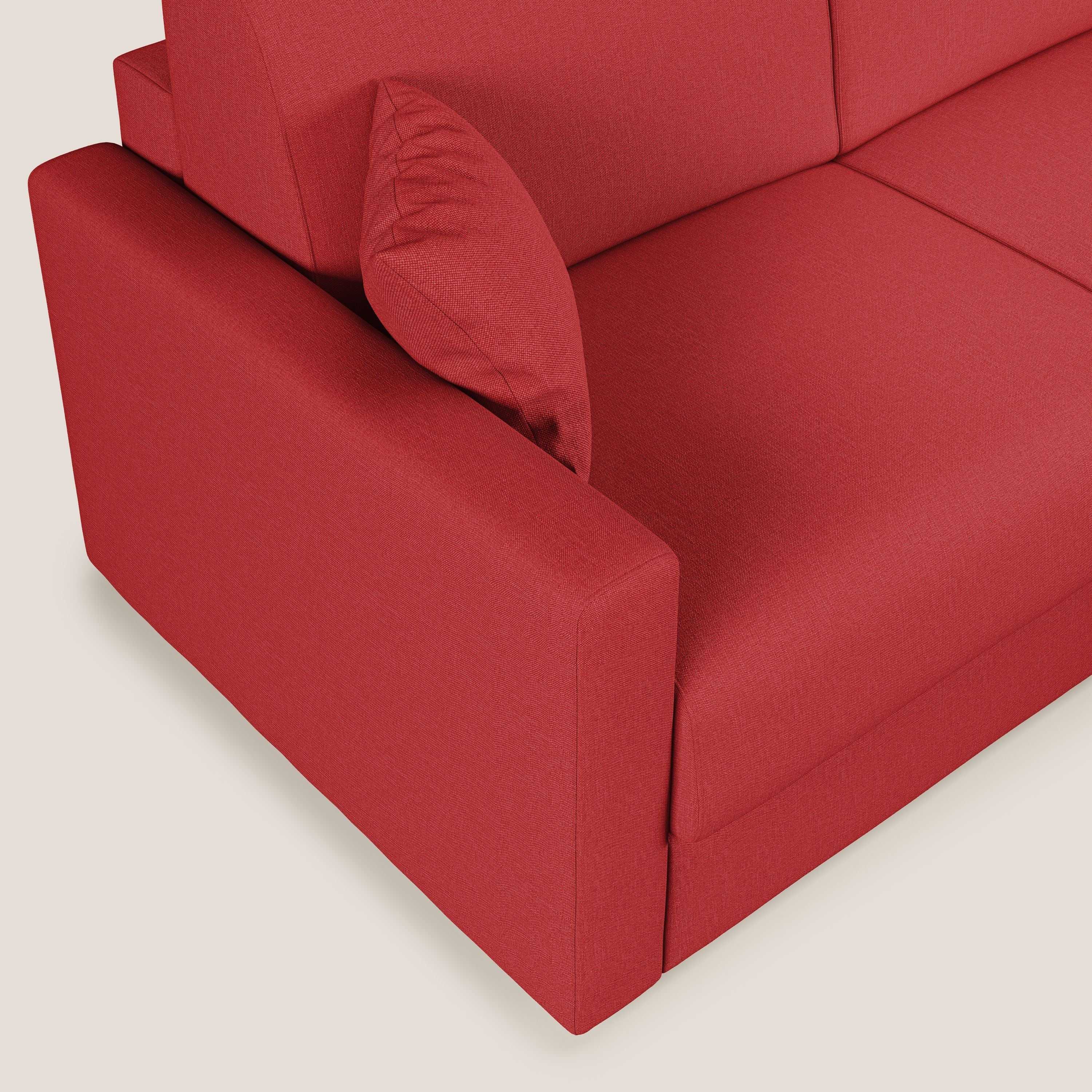 Chris Divano letto angolare 5 posti in tessuto impermeabile T13 rosso - divani.store