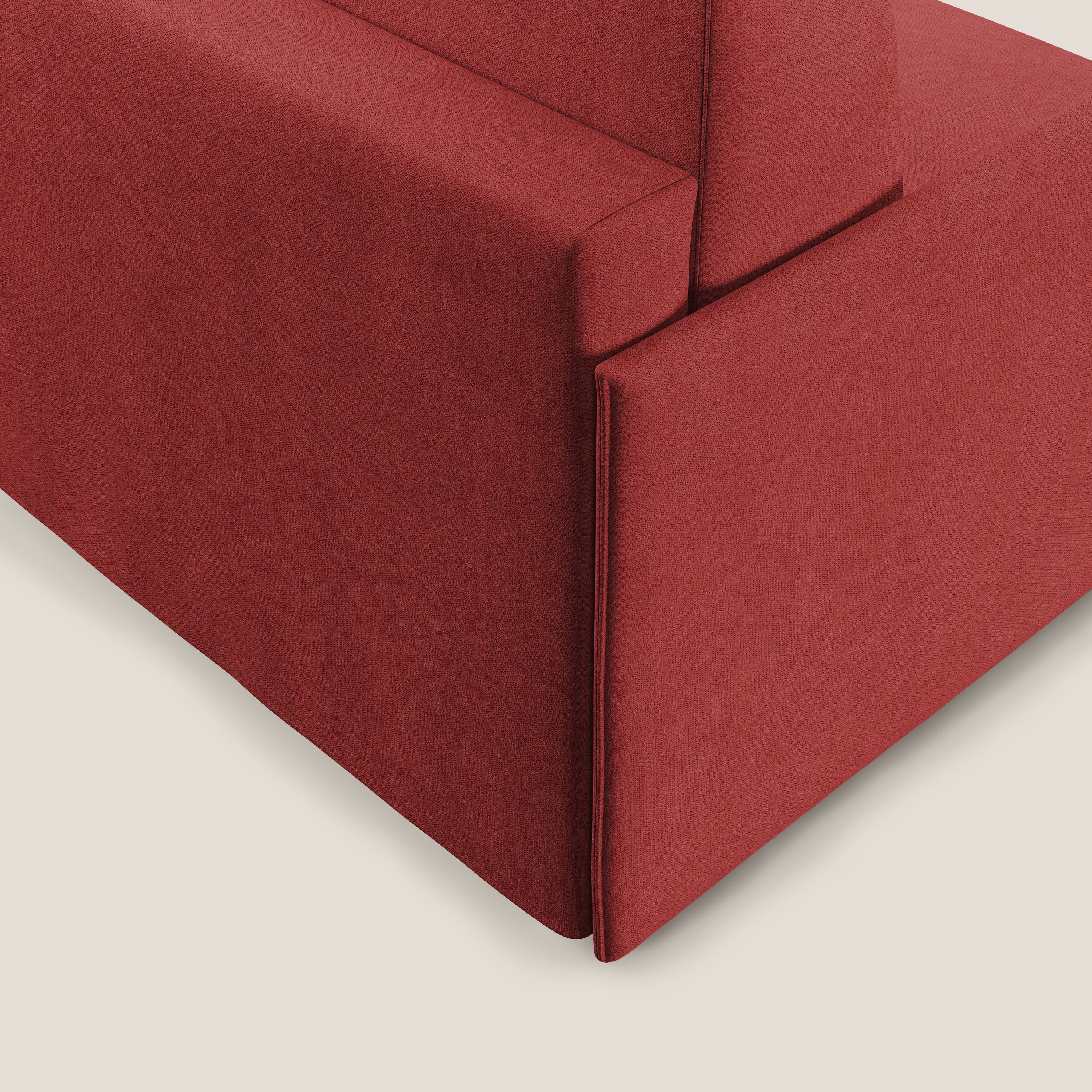 Evans poltrona letto in morbido tessuto impermeabile T02 rosso - divani.store
