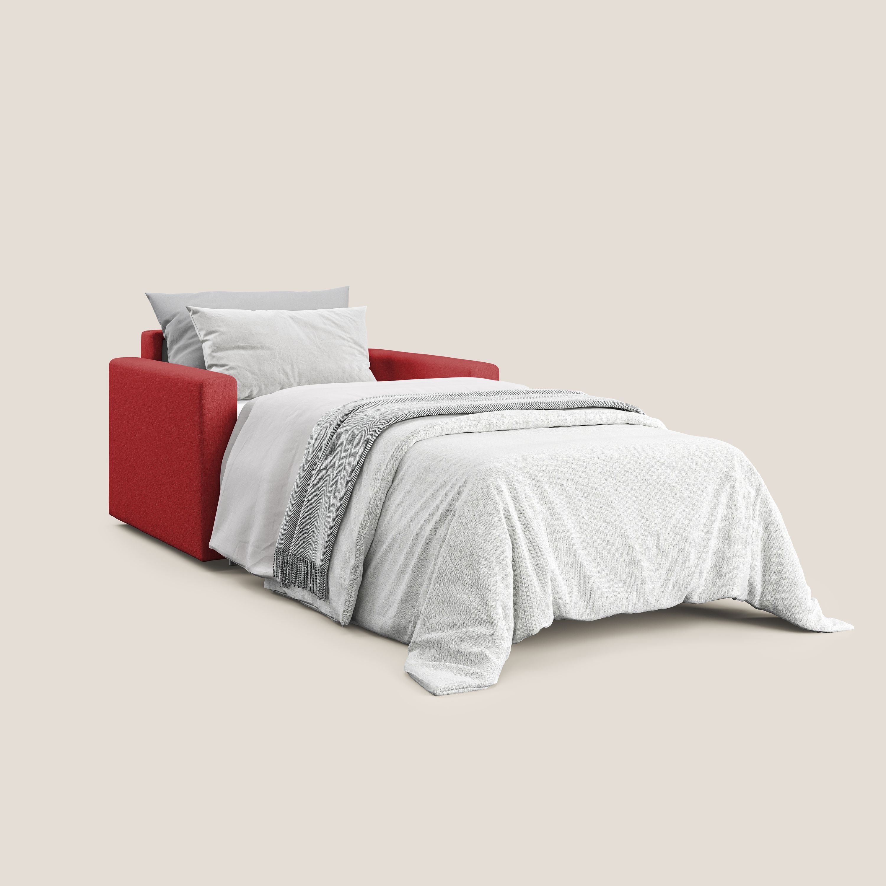 Chris poltrona letto in tessuto impermeabile T13 rosso - divani.store