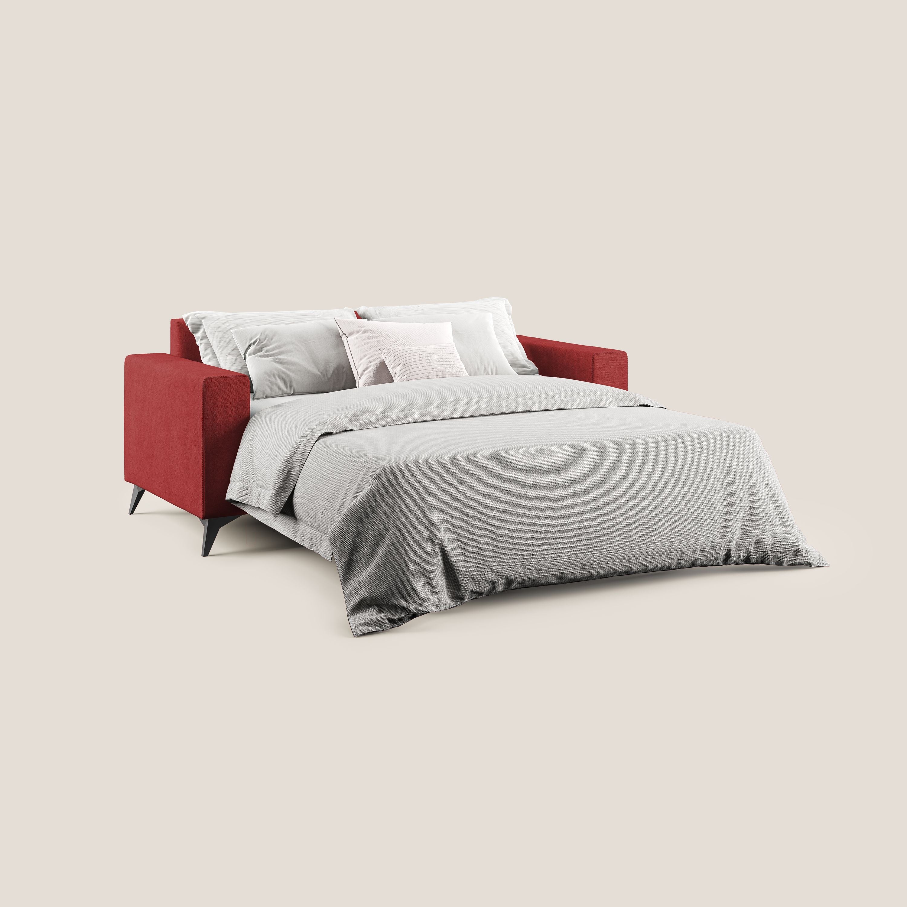 Pegaso divano letto con poggiatesta reclinabili e rivestimento T02 rosso - divani.store
