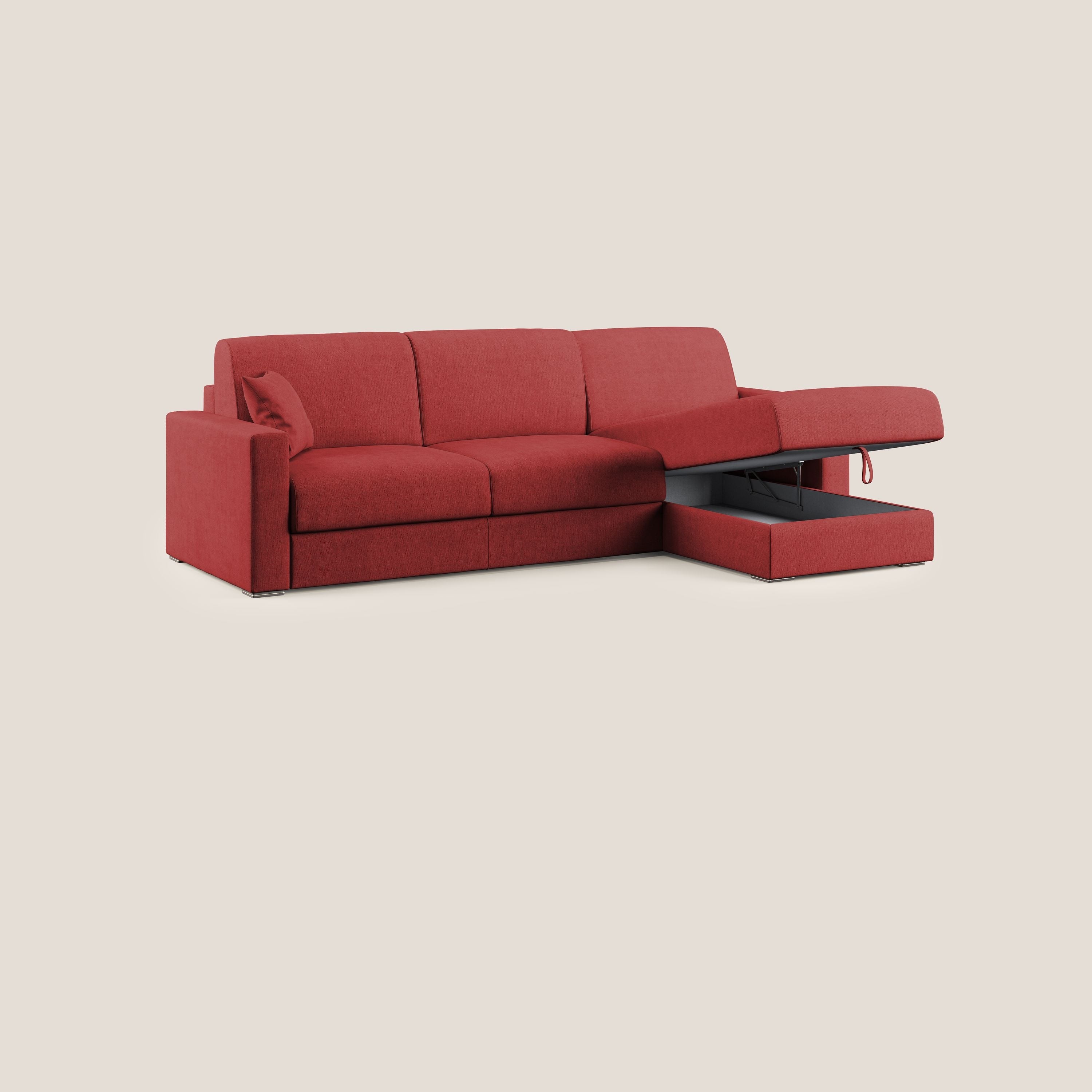Best Divano letto angolare in tessuto impermeabile T02 rosso - divani.store