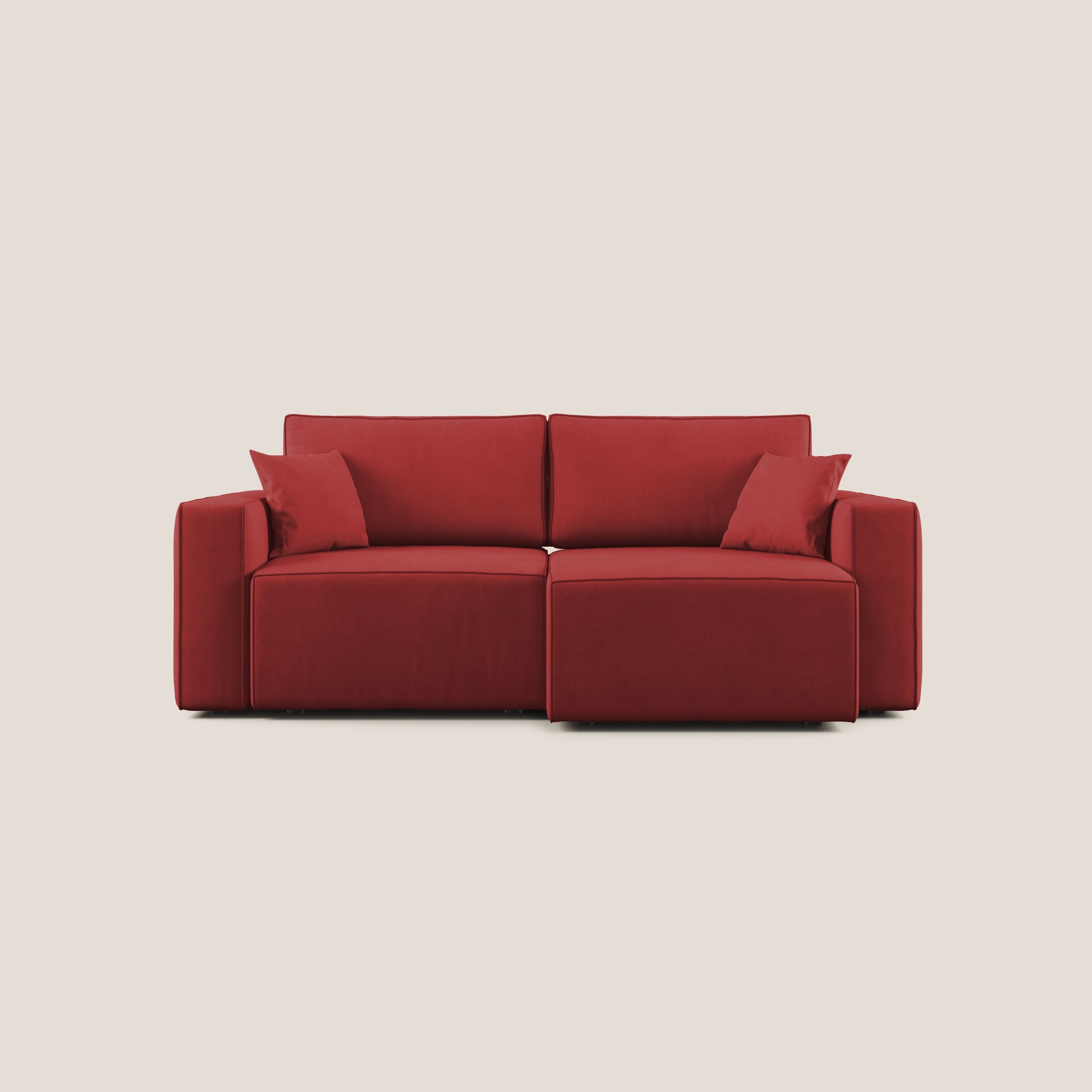 Morfeo divano con sedute estraibili in morbido tessuto impermeabile T02 rosso - divani.store