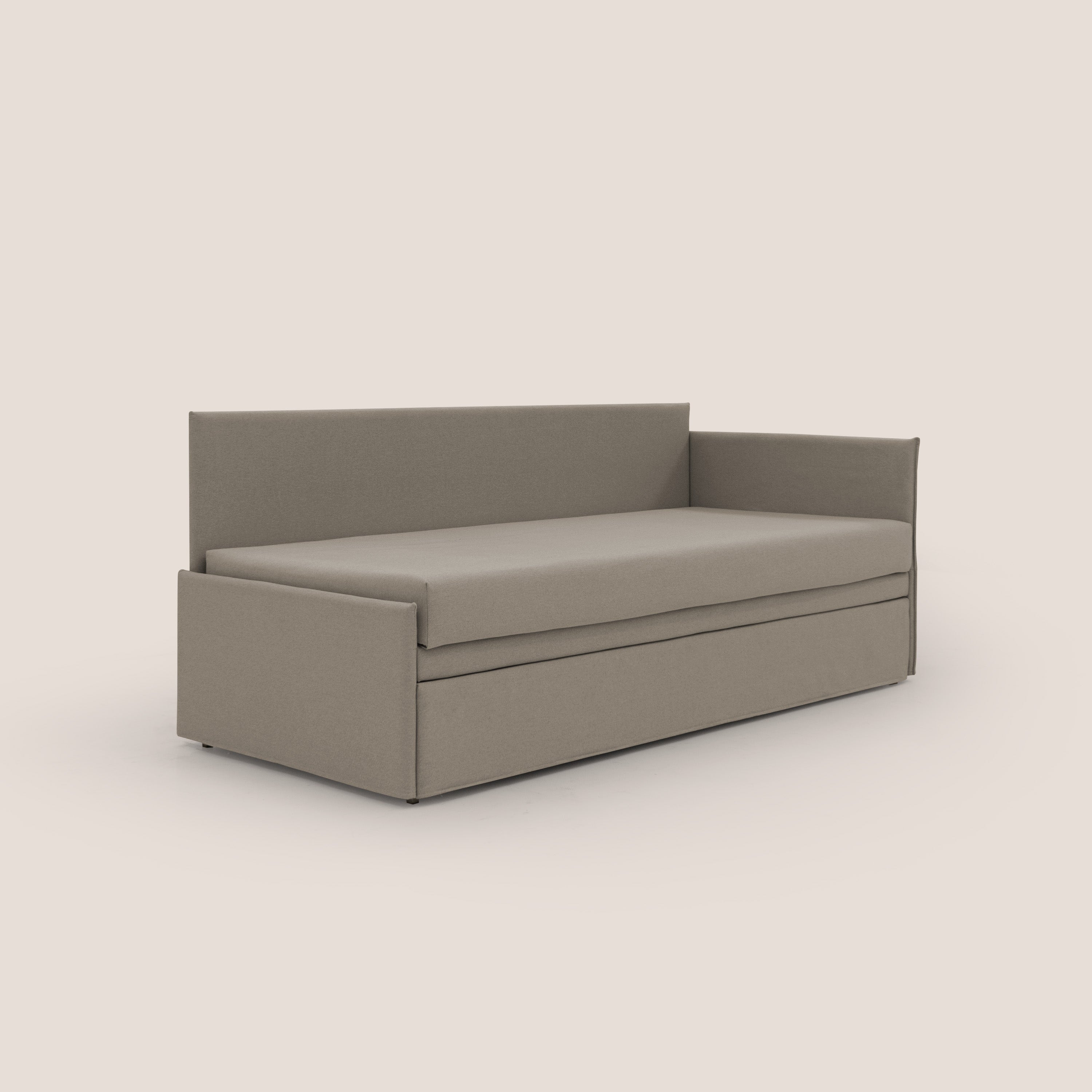 Durini Divano duplex con doppio letto in tessuto simil cotone impermeabile T13 tortora - divani.store