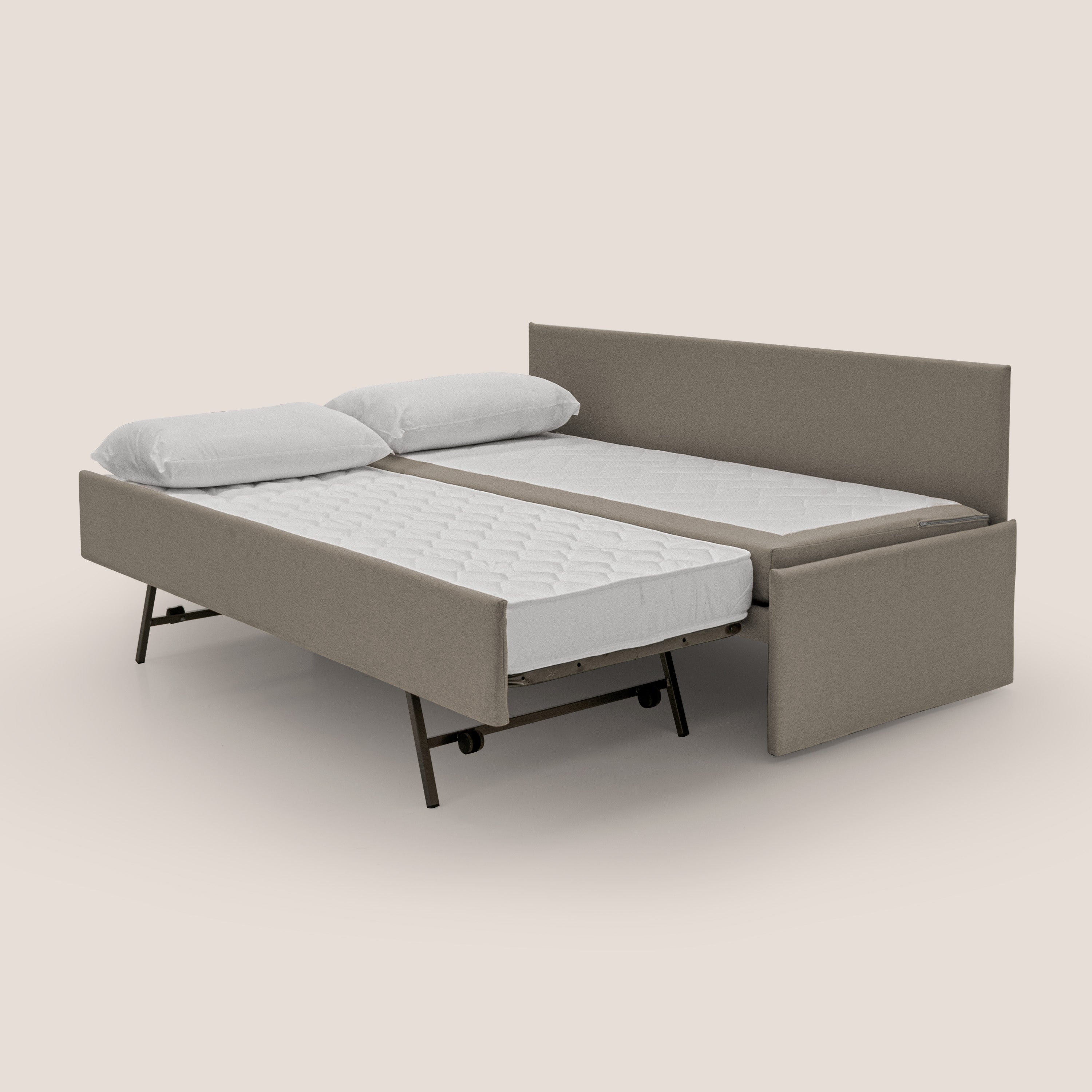 Naviglio Divano duplex con doppio letto in tessuto simil cotone impermeabile T13 tortora - divani.store