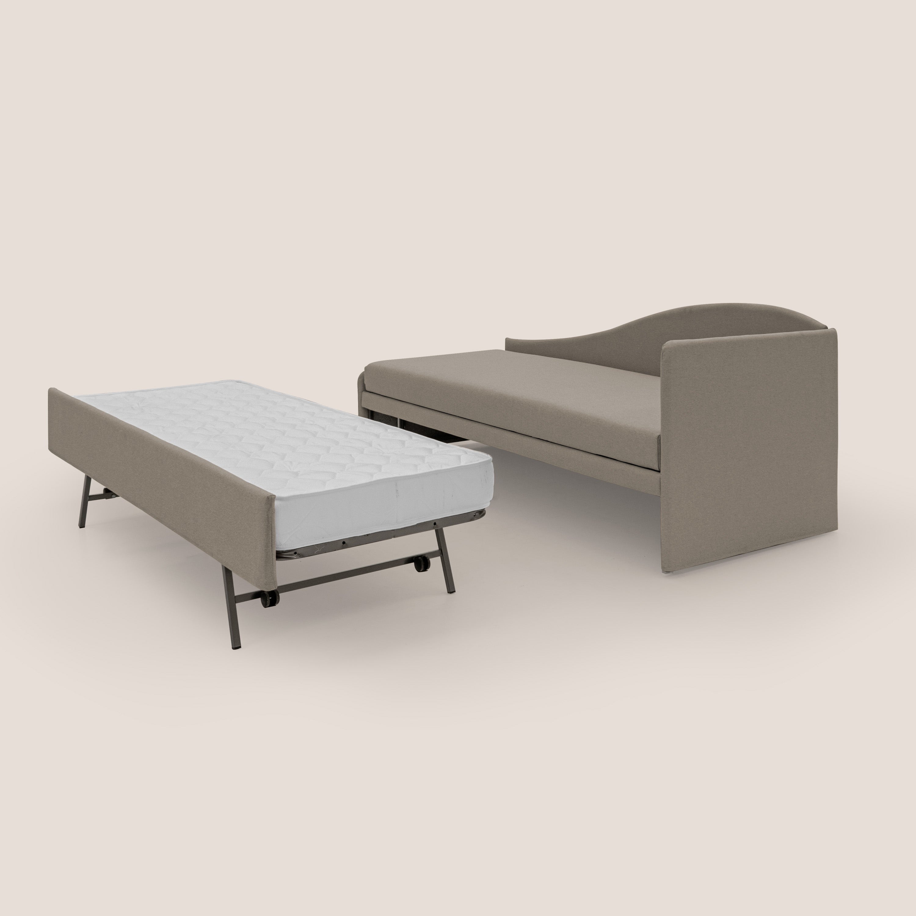 Nolo Divano duplex con doppio letto in tessuto simil cotone impermeabile T13 tortora - divani.store