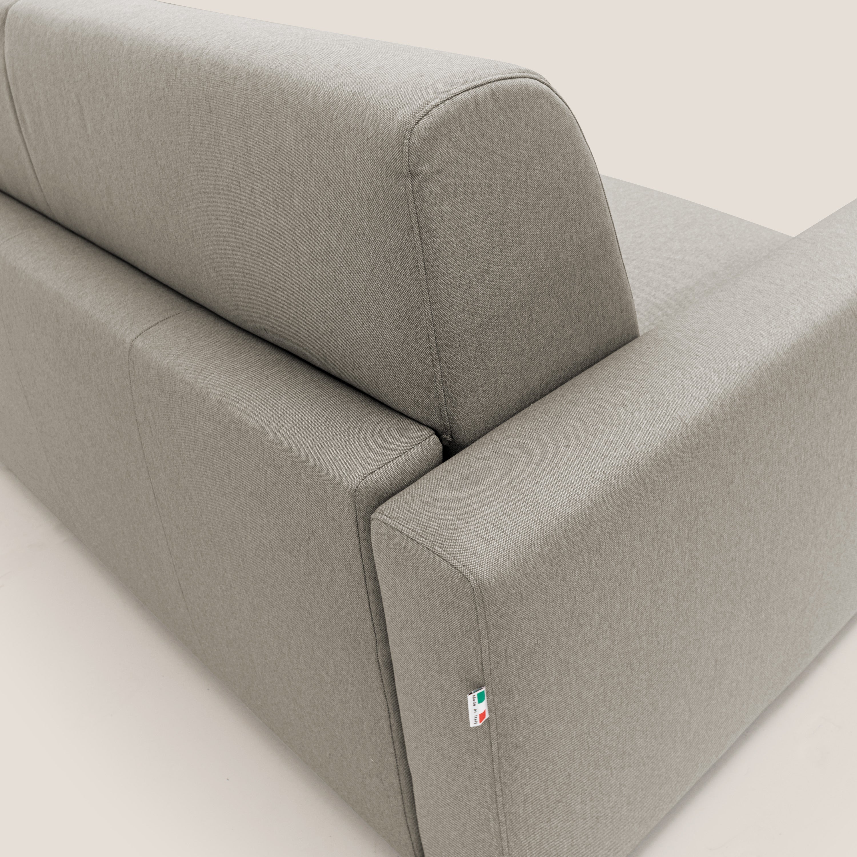 Kansas Divano letto matrimoniale alto 20 cm in tessuto impermeabile misto cotone T13 tortora - divani.store