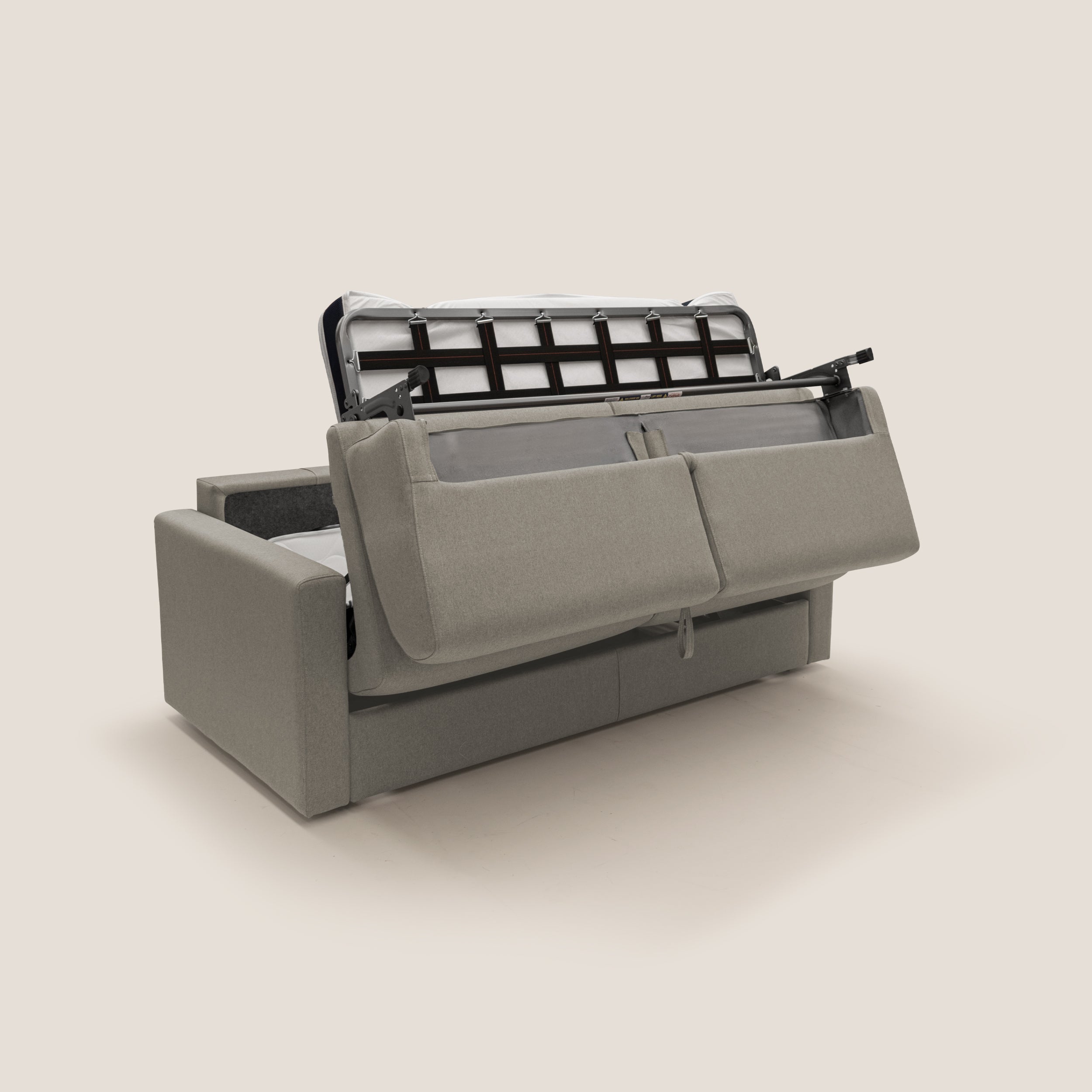 Chris Divano letto matrimoniale in tessuto impermeabile T13 tortora - divani.store