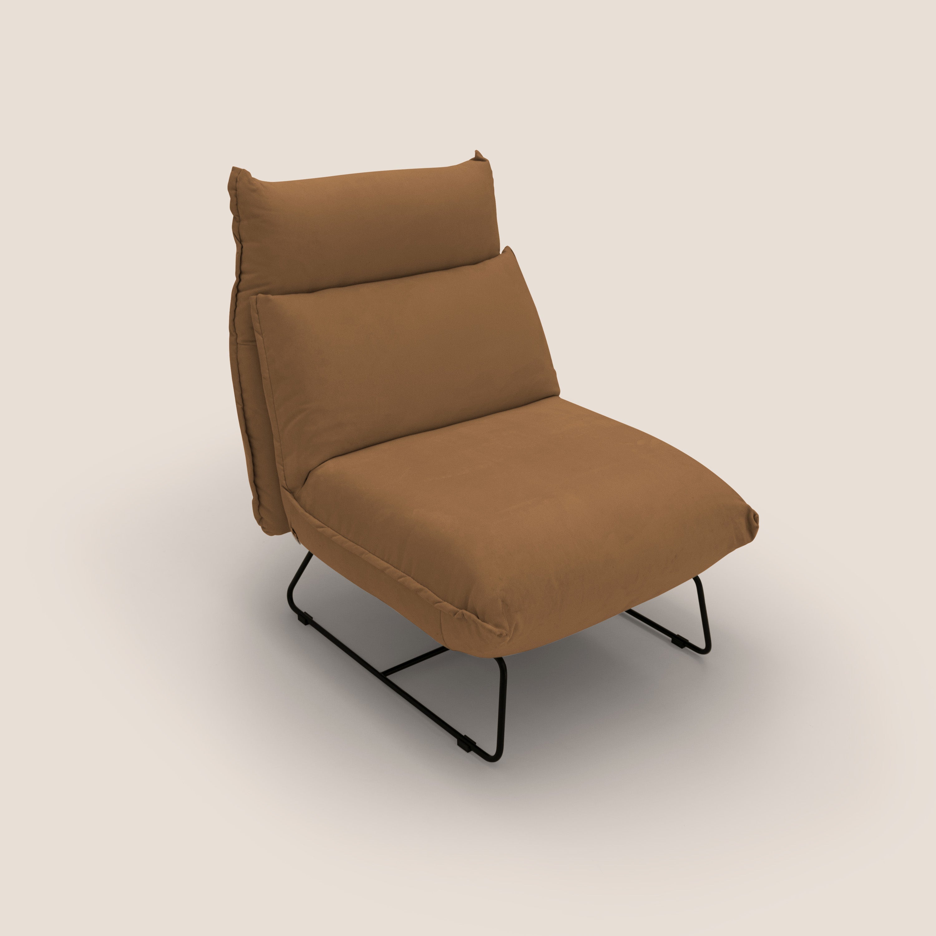 Tessa Poltroncina dal design moderno in morbida microfibra smacchiabile T11 cuoio - divani.store