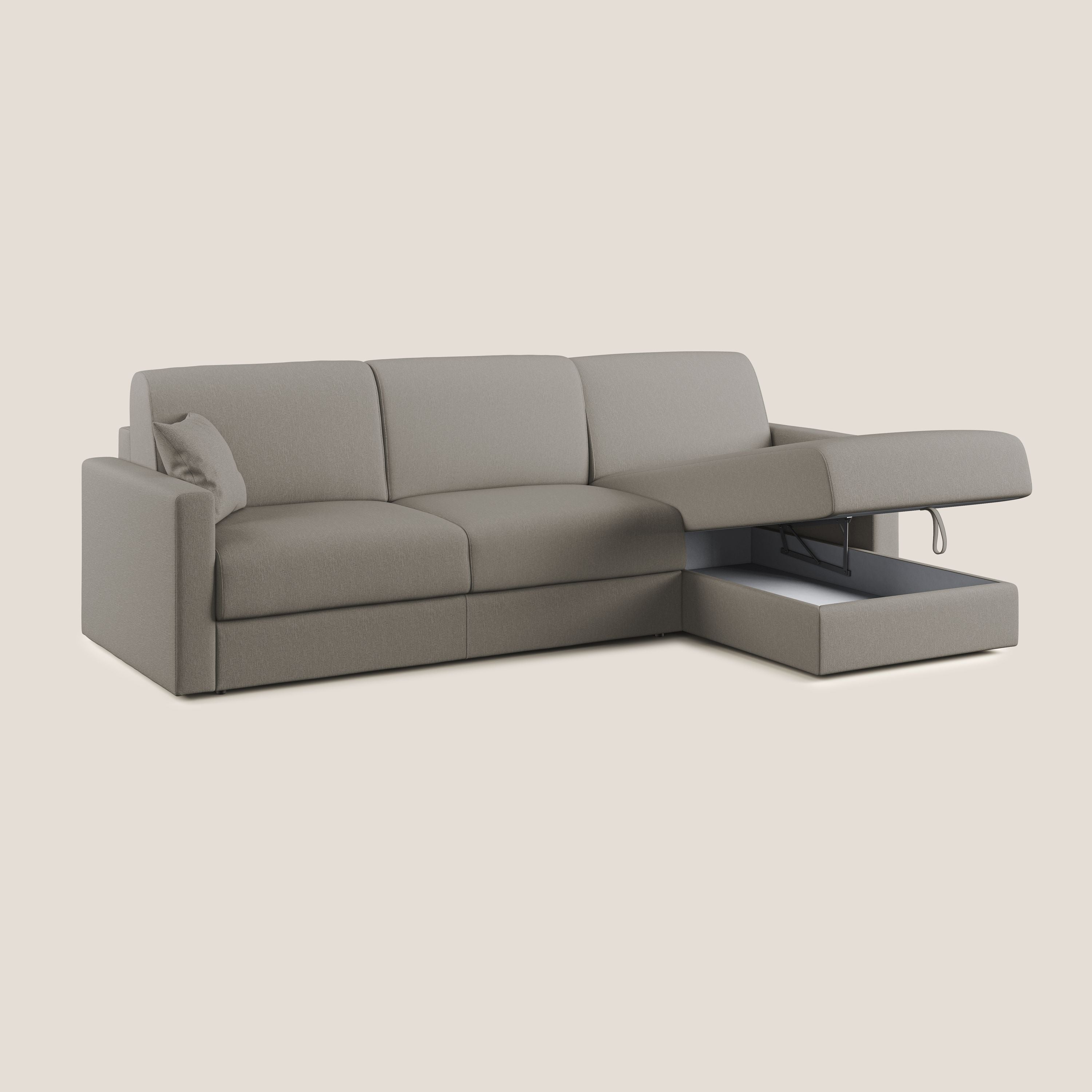 Chris Divano letto angolare 5 posti in tessuto impermeabile T13 tortora - divani.store