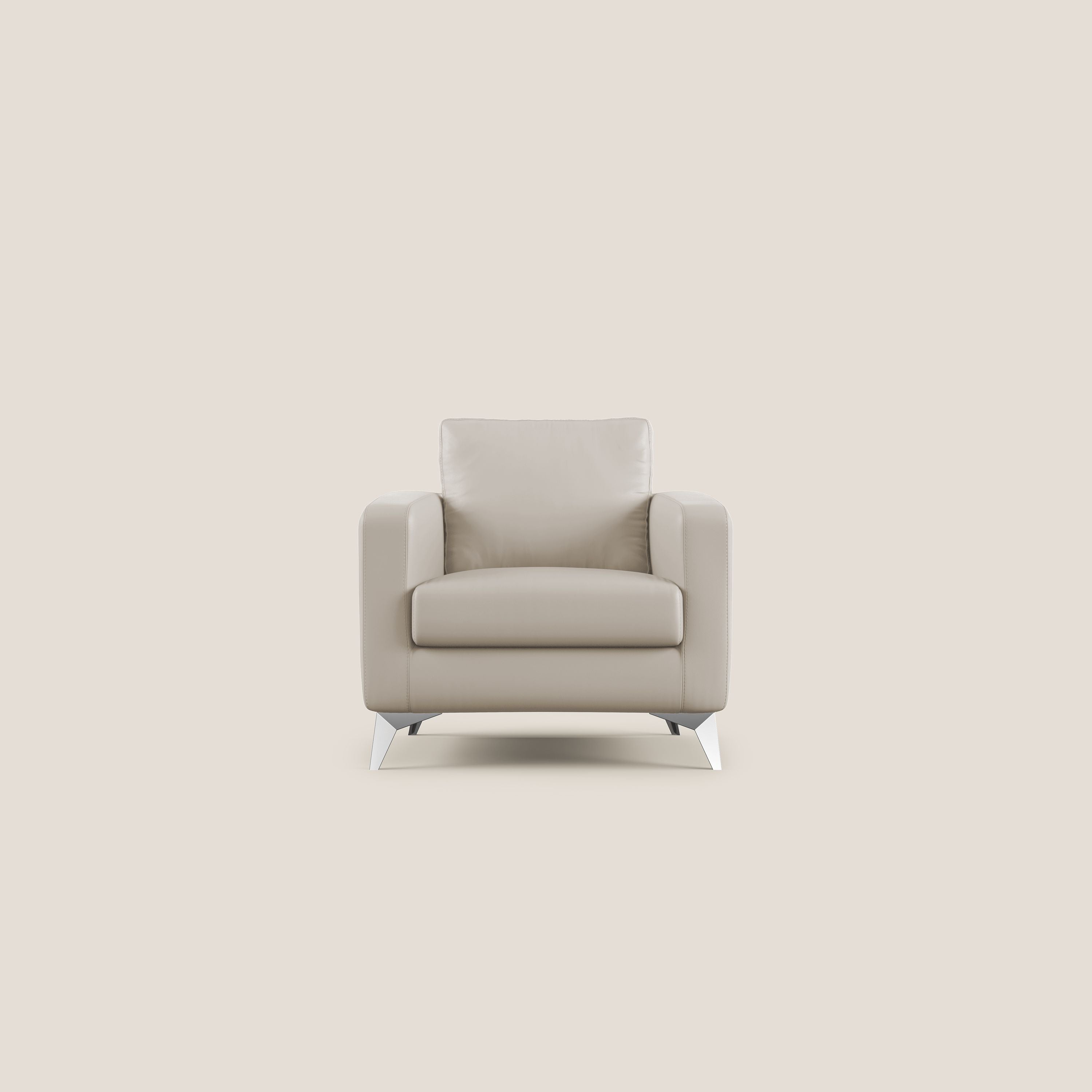 Orione Poltroncina in ecopelle moderna e impermeabile T04 beige - divani.store