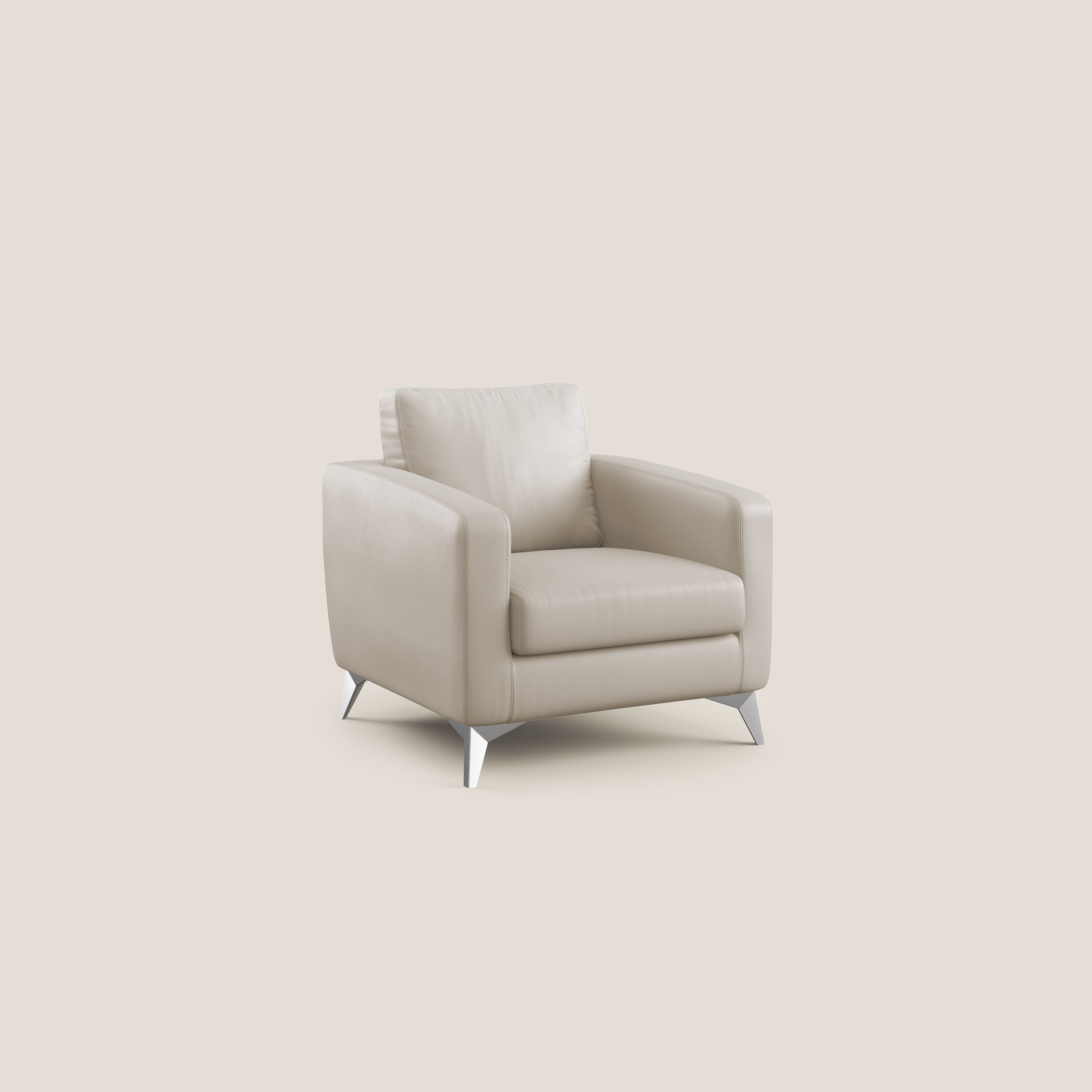 Orione Poltroncina in ecopelle moderna e impermeabile T04 beige - divani.store