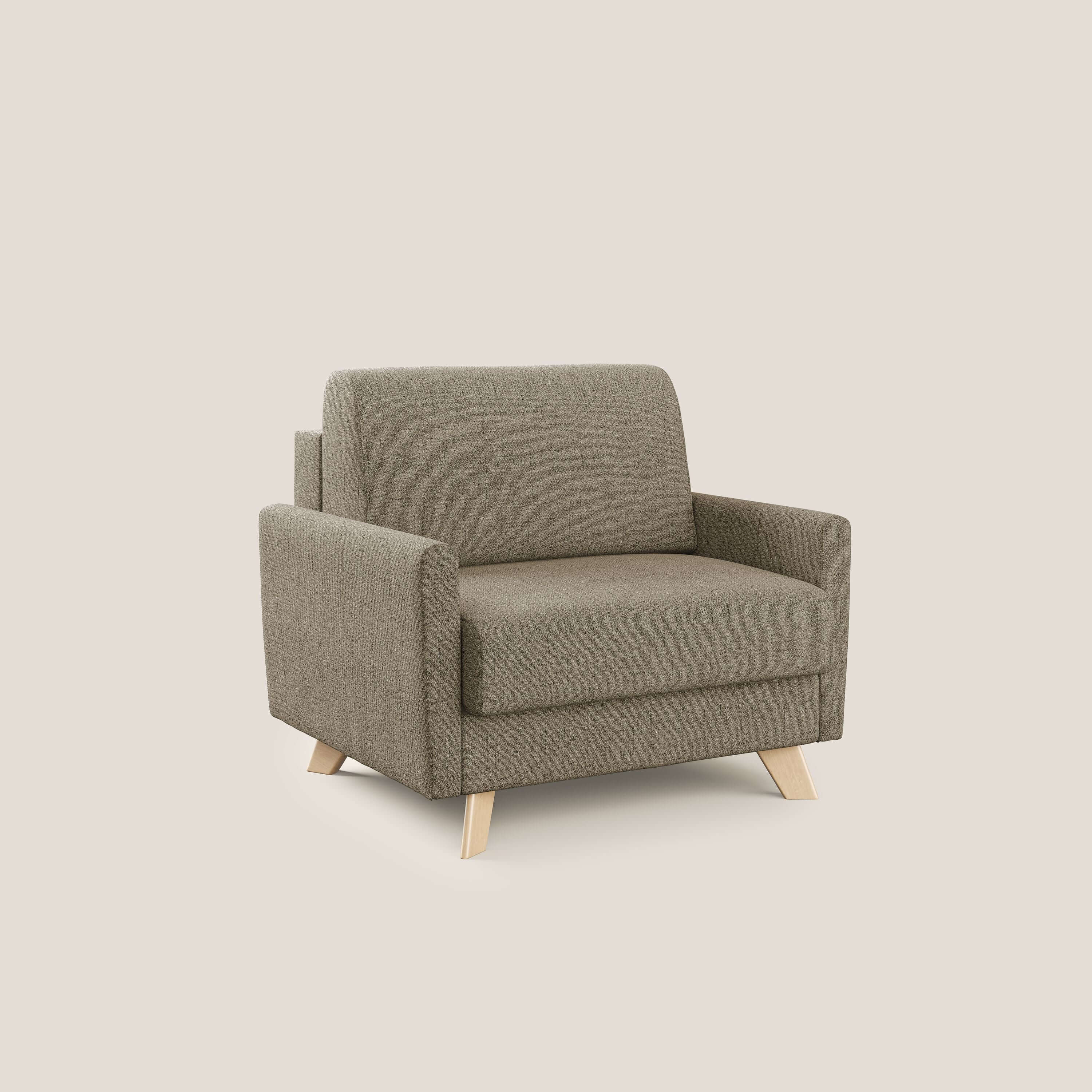 Edgar poltrona letto in tessuto felis impermeabile T03 marrone - divani.store