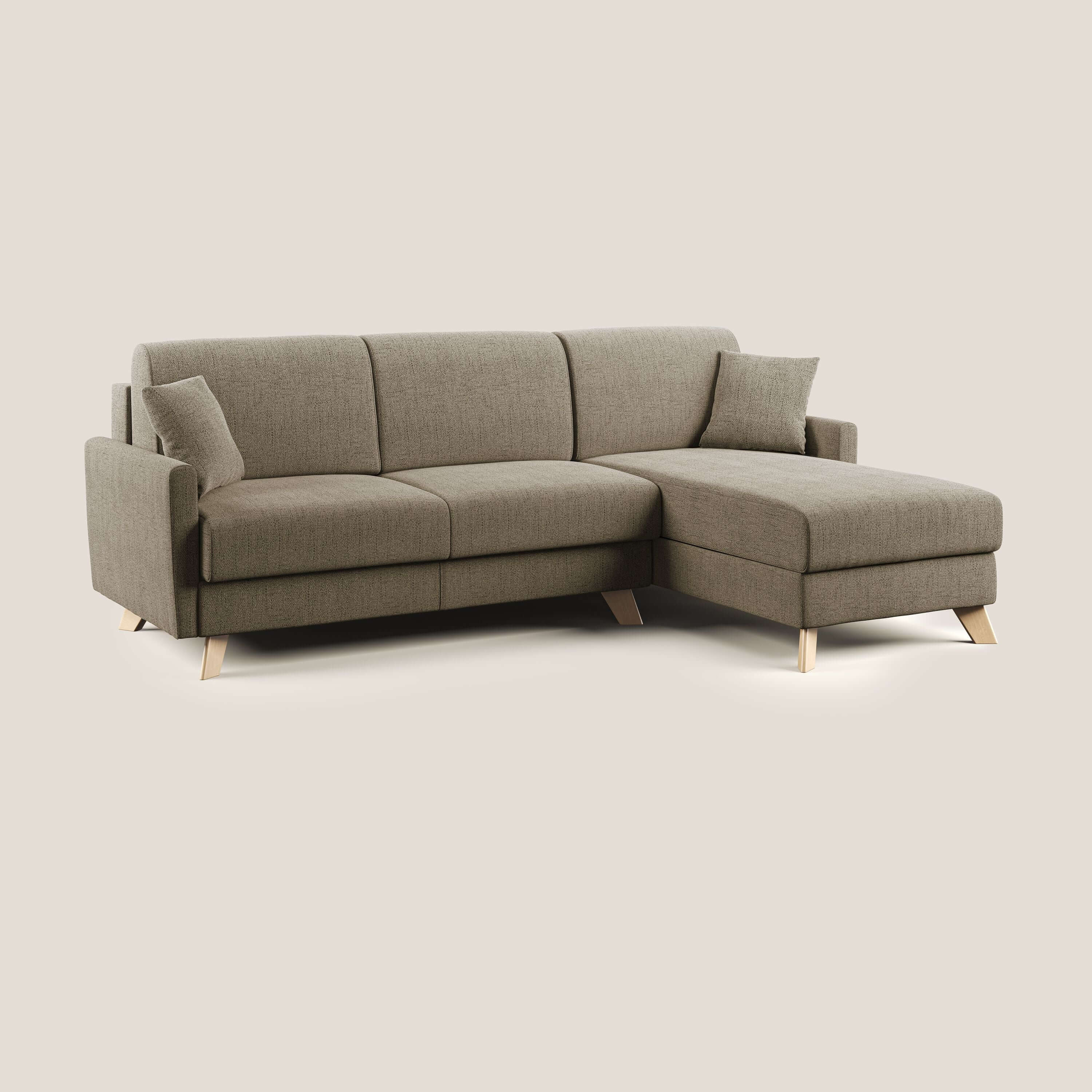 Edgar divano letto angolare in tessuto felis impermeabile T03 marrone - divani.store