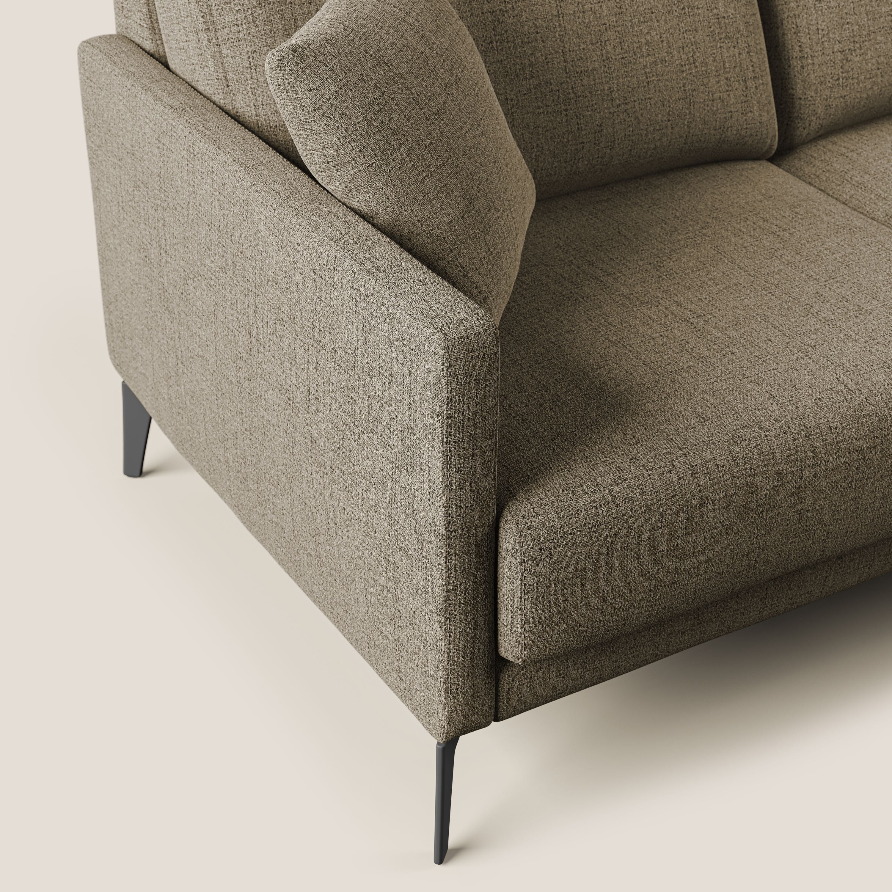 Saturno divano angolare moderno in tessuto morbido impermeabile T03 marrone - divani.store