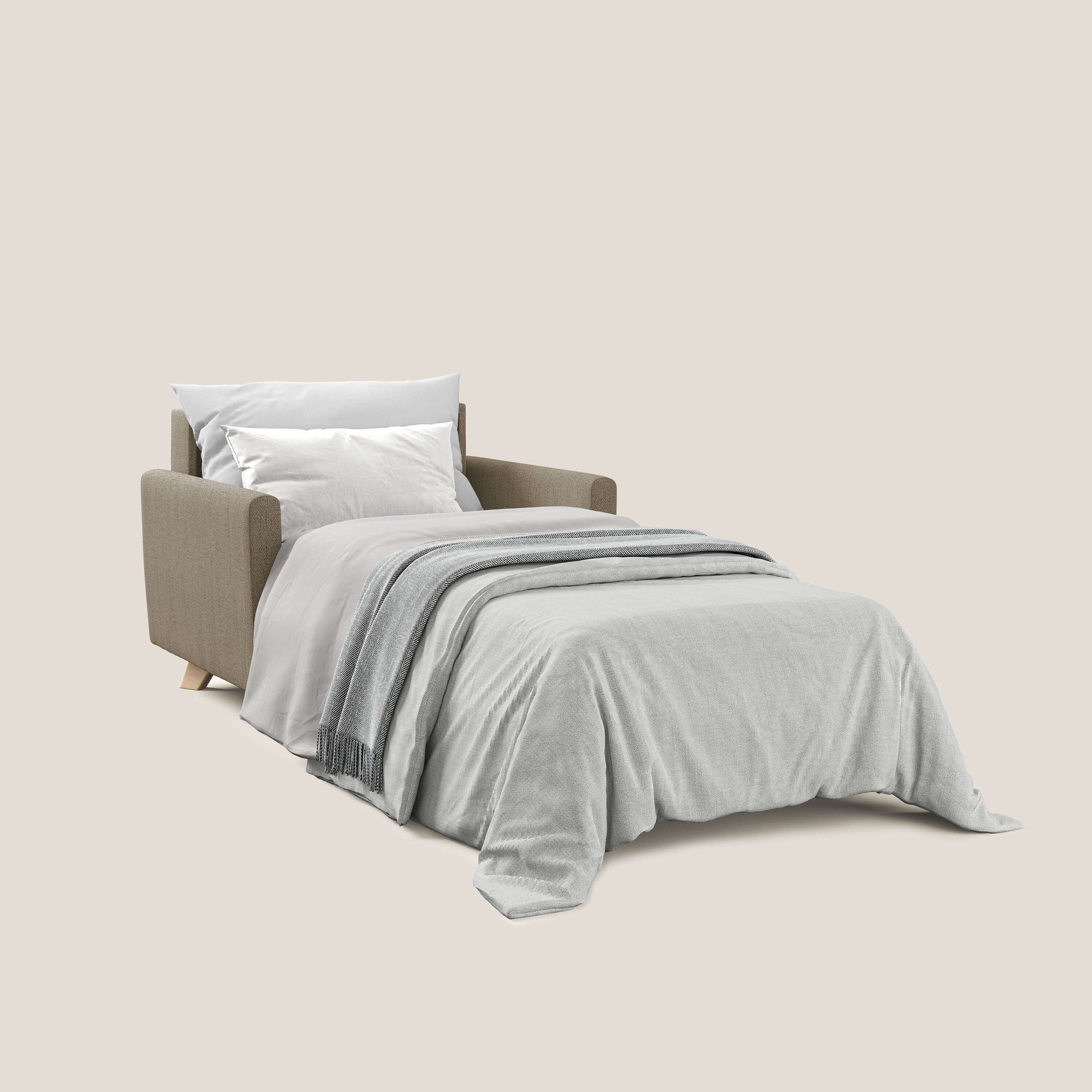 Edgar poltrona letto in tessuto felis impermeabile T03 marrone - divani.store