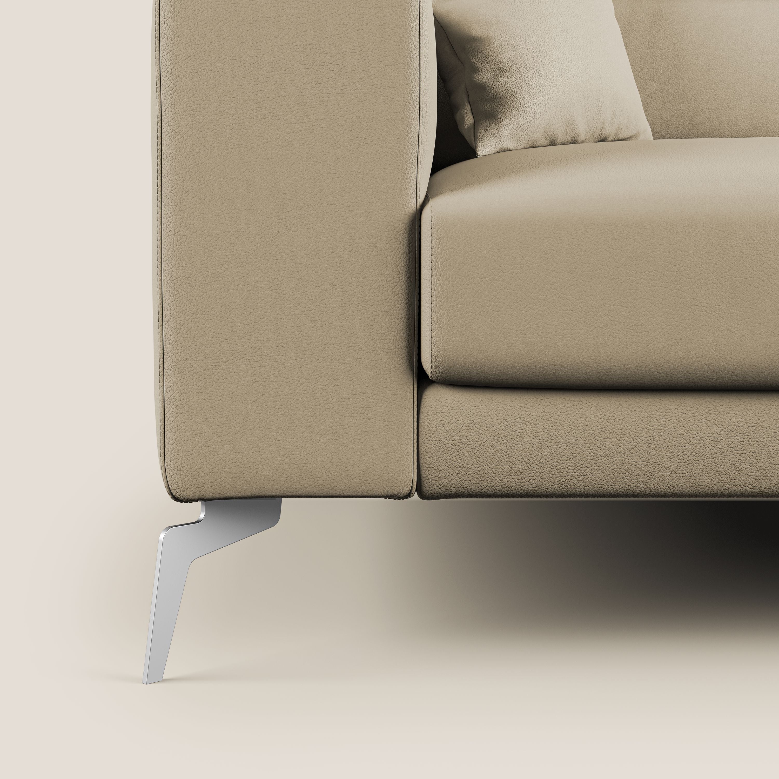 Blade Divano moderno angolare con poggiatesta reclinabili in Ecopelle T04 beige - divani.store