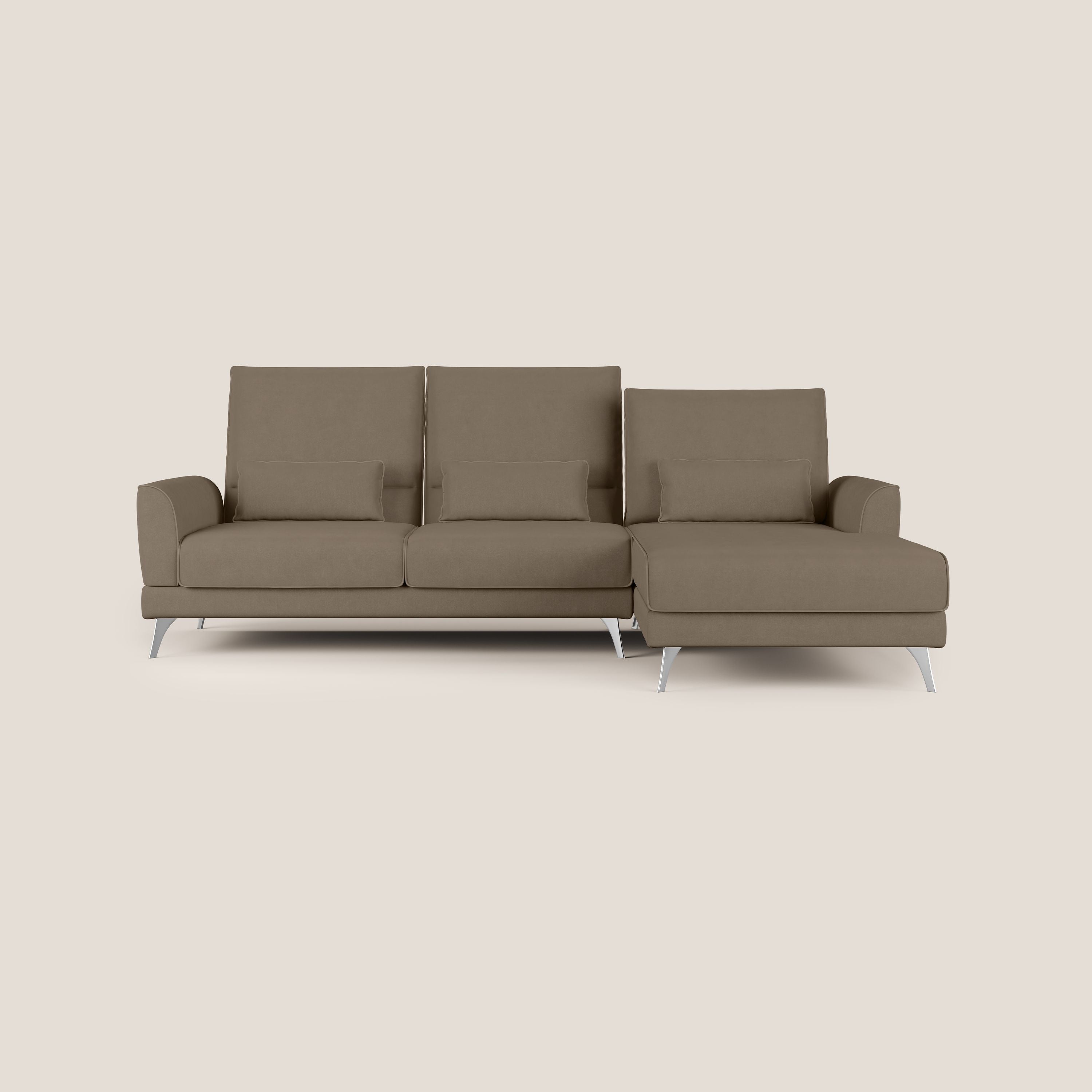 Tommy Divano angolare con relax e schienali traslanti in microfibra smacchiabile T11 marrone - divani.store