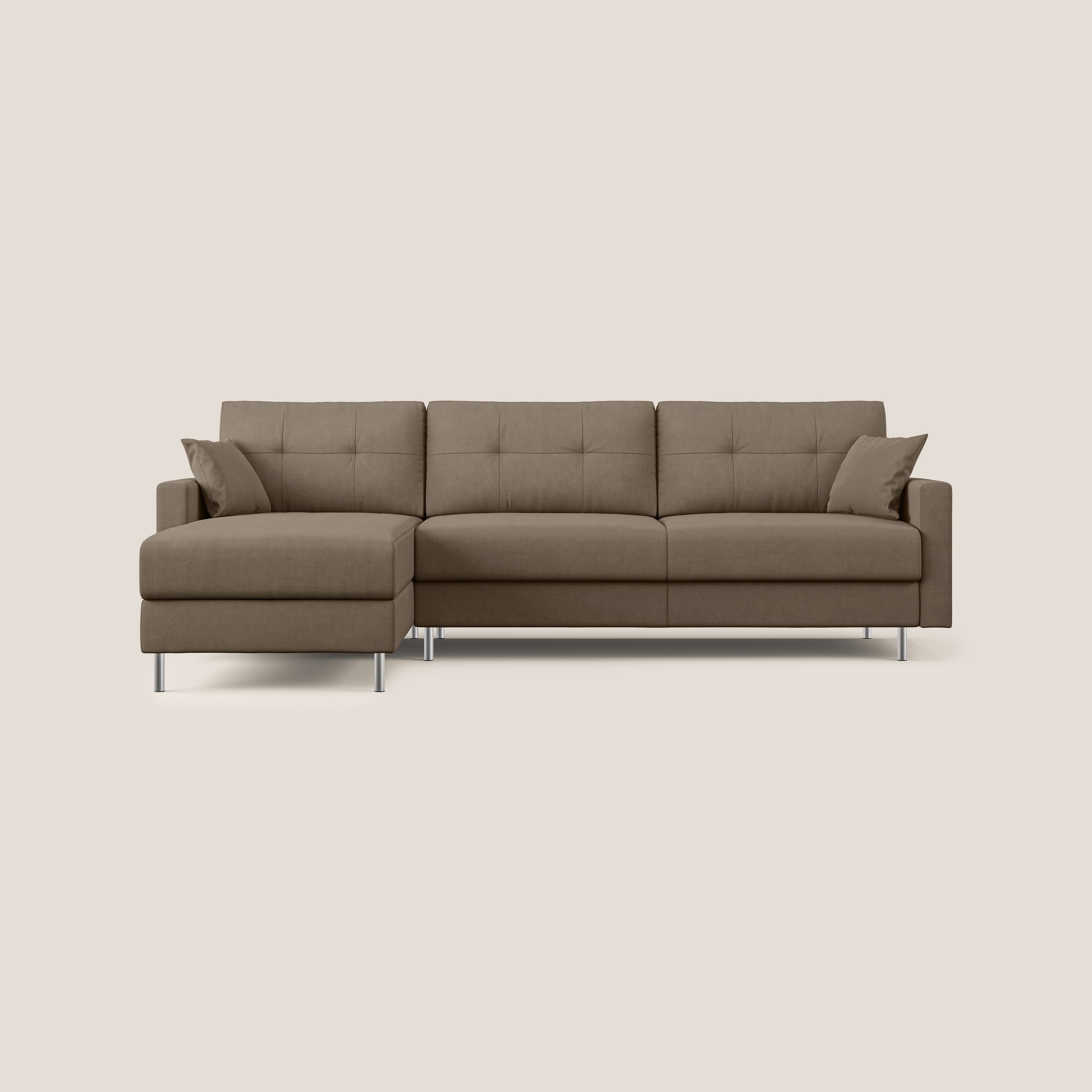 Megan divano letto angolare in microfibra smacchiabile T11 marrone - divani.store