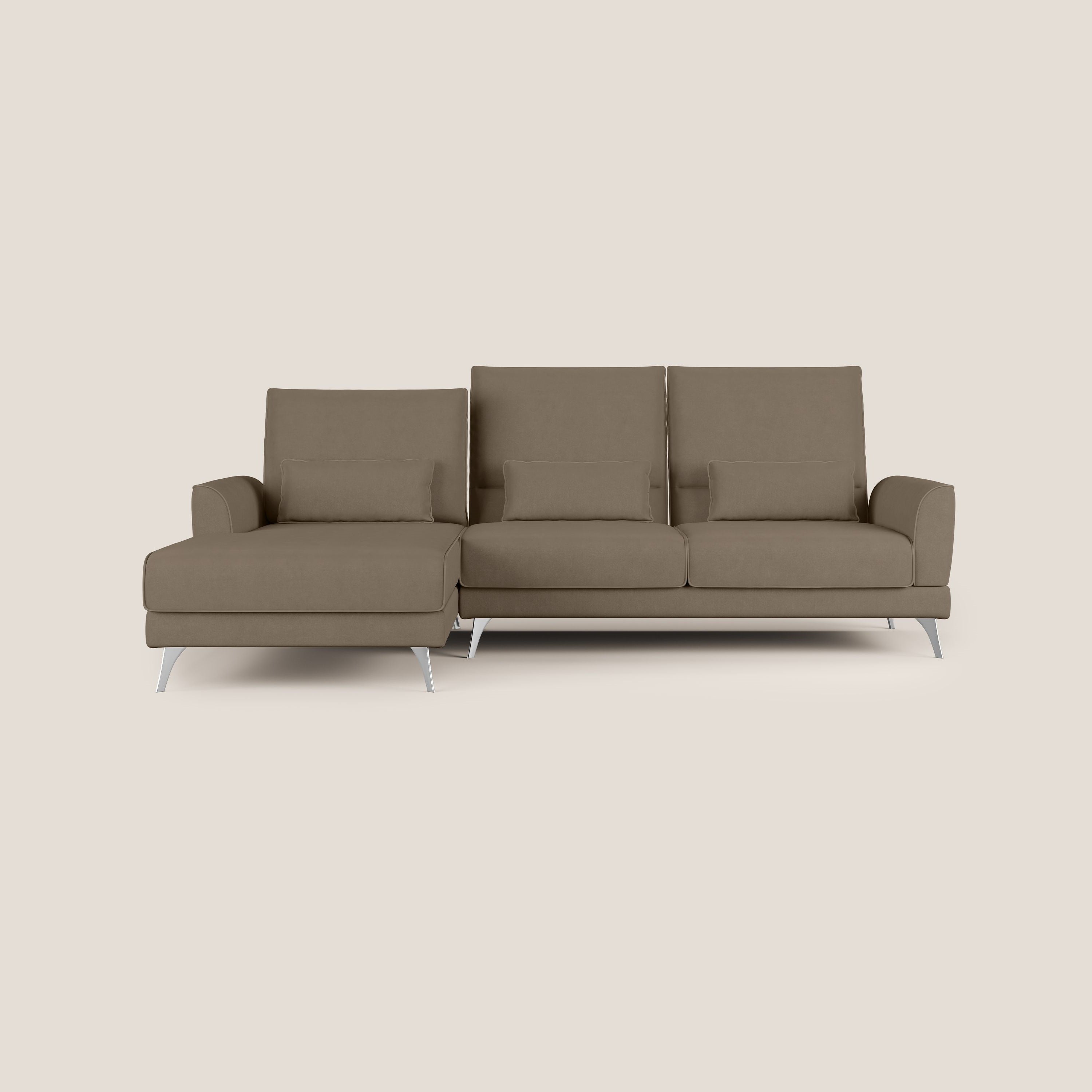 Tommy Divano angolare con relax e schienali traslanti in microfibra smacchiabile T11 marrone - divani.store