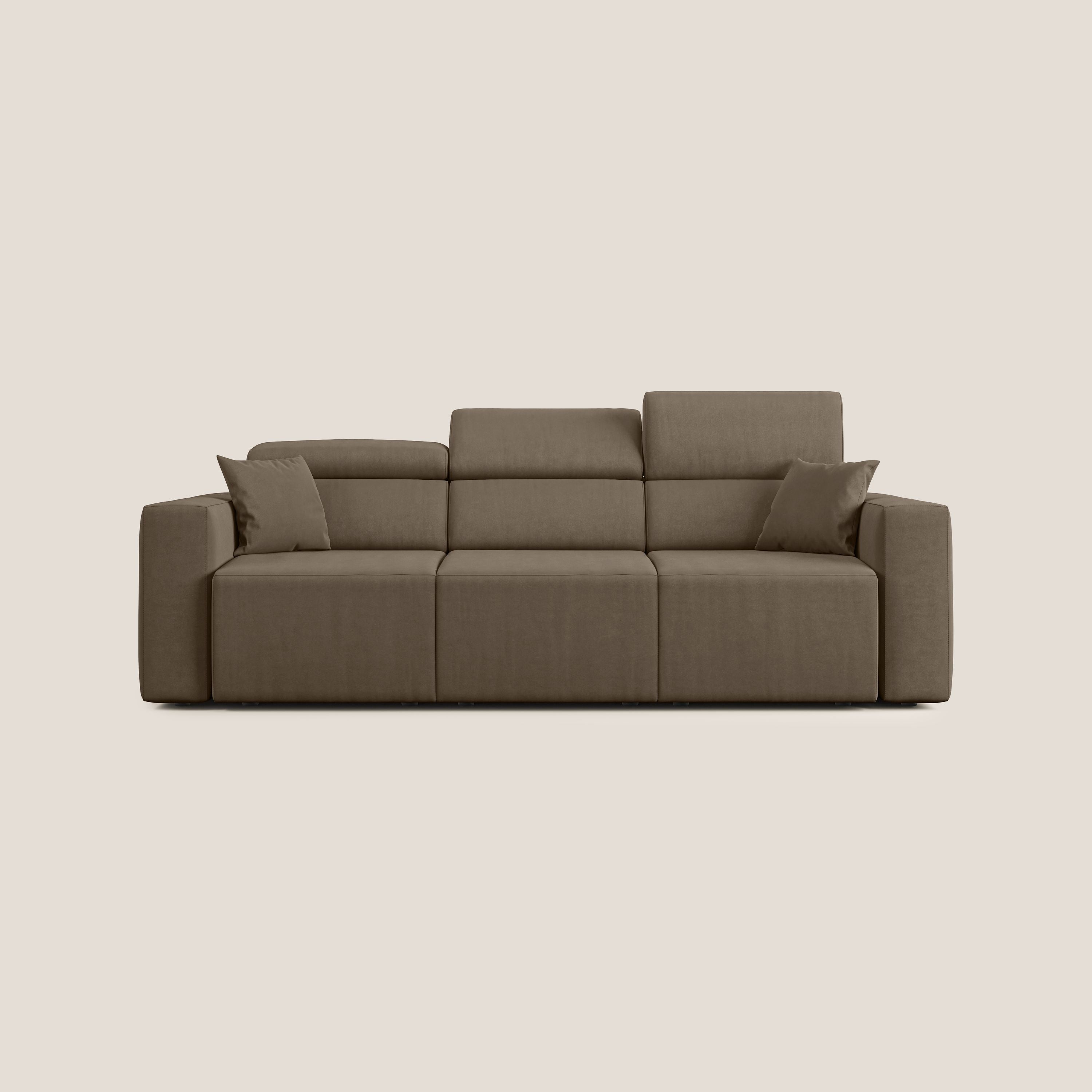 Orwell divano con 3 sedute estraibili in microfibra smacchiabile T11 marrone - divani.store