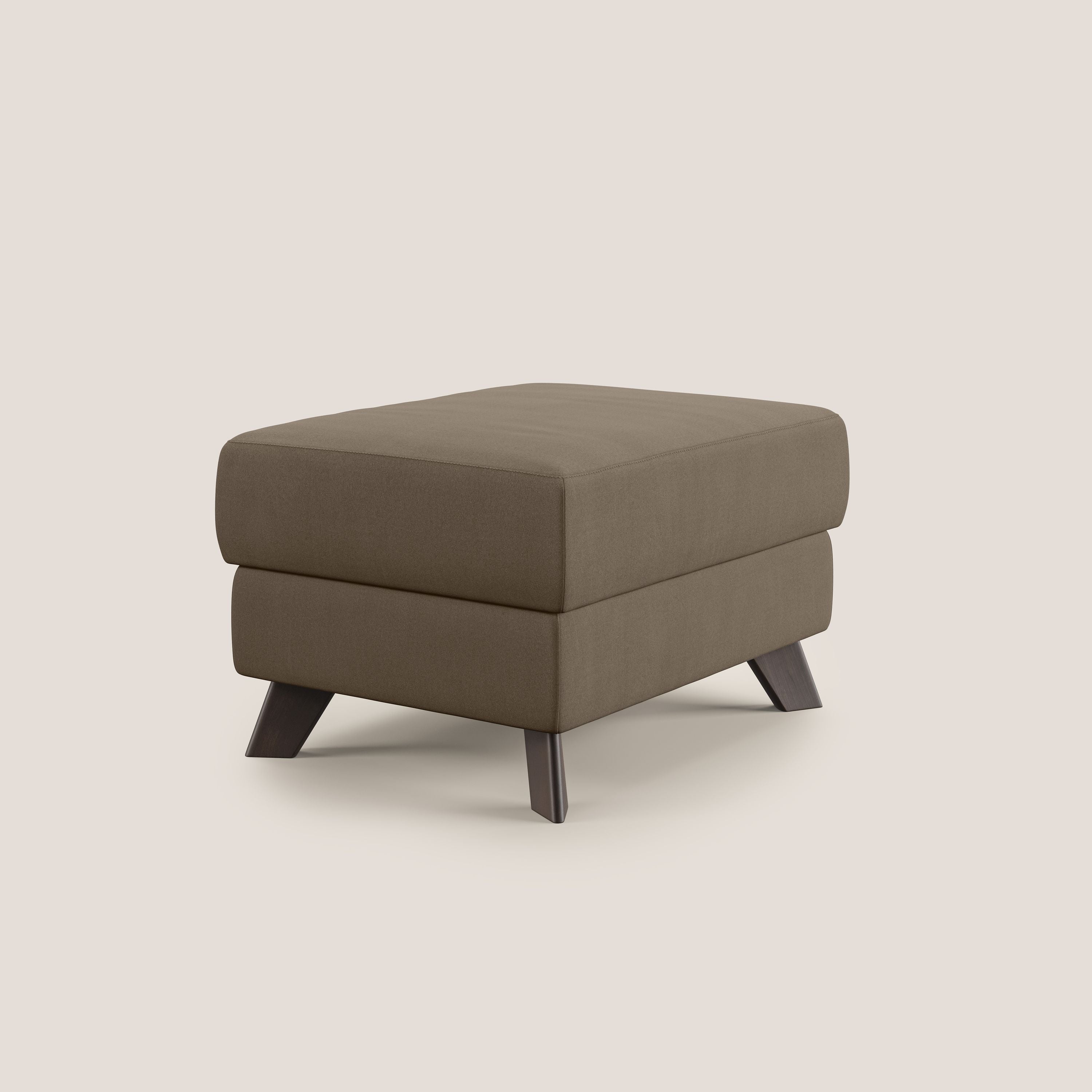 Moon Pouf contenitore e piedini alti in microfibra impermeabile T11 marrone - divani.store