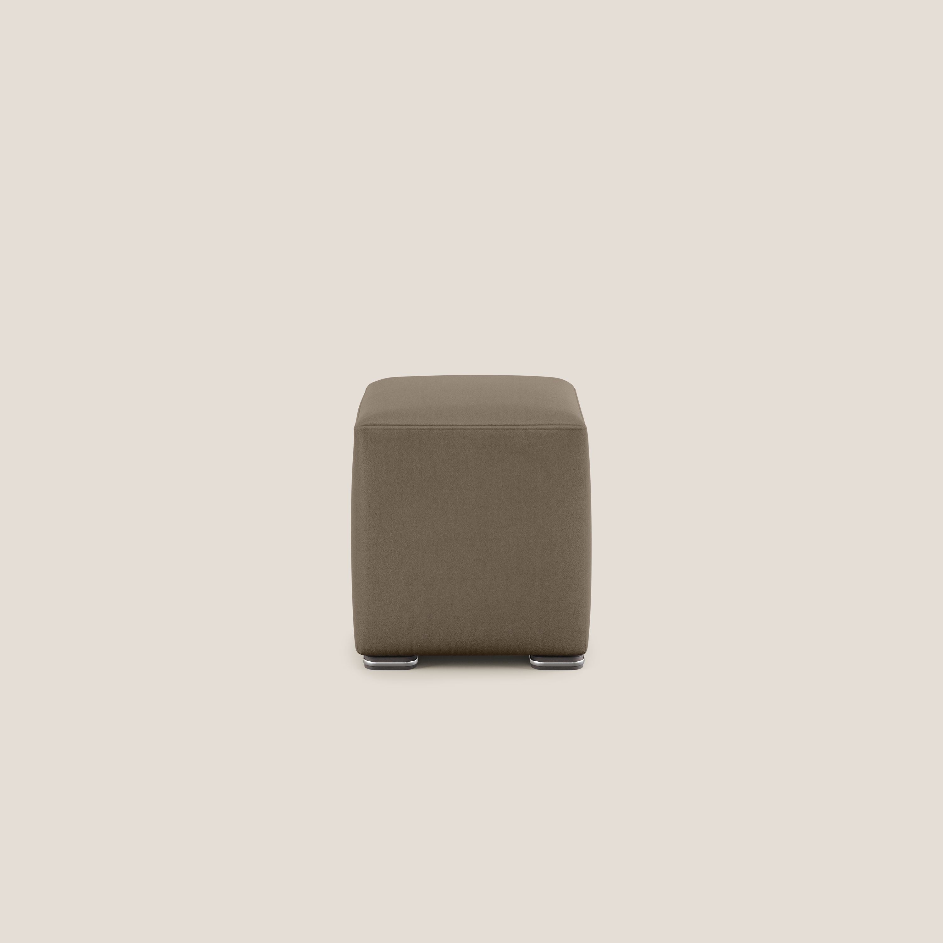 Cube pouf in microfibra smacchiabile T11 marrone - divani.store