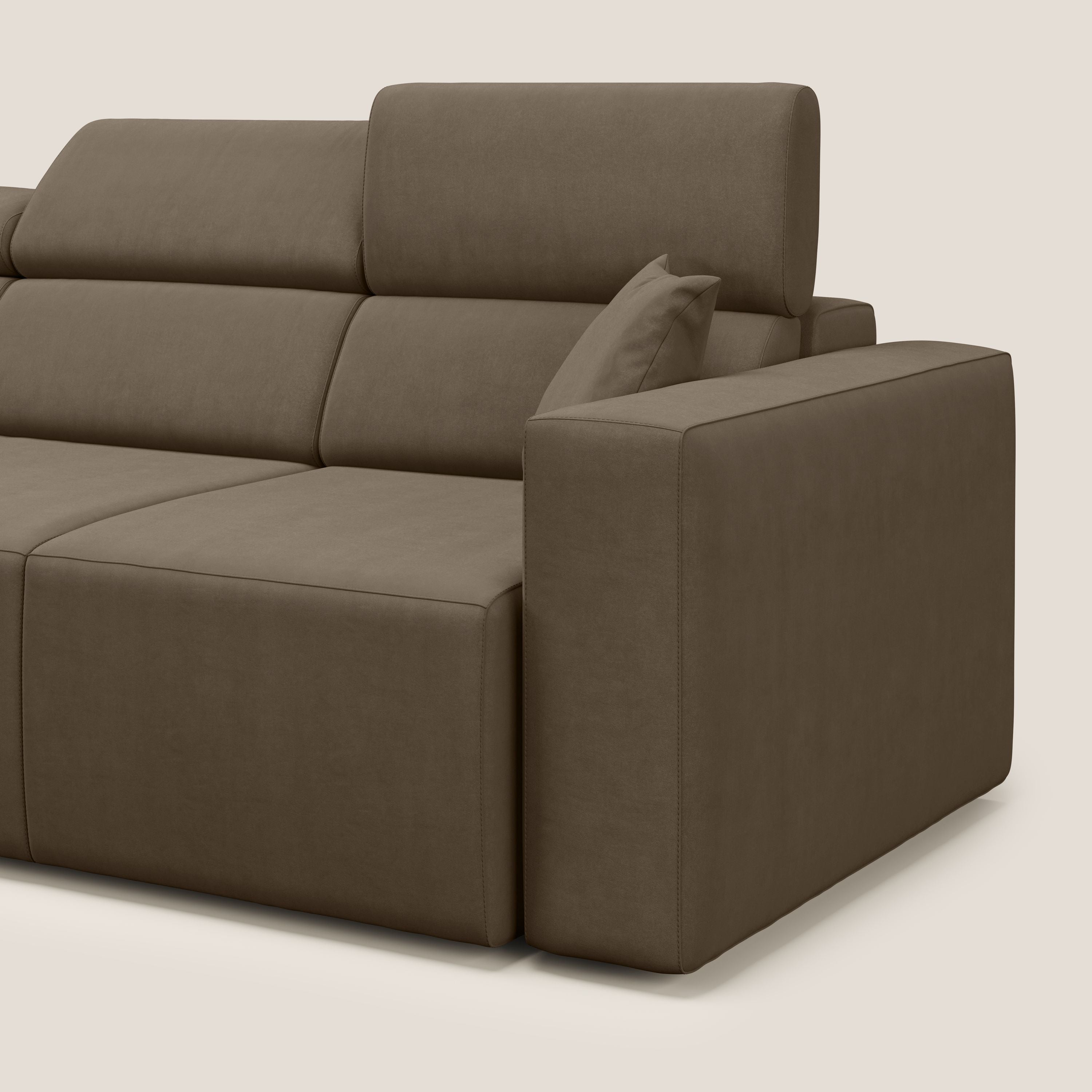 Orwell divano con 3 sedute estraibili in microfibra smacchiabile T11 marrone - divani.store
