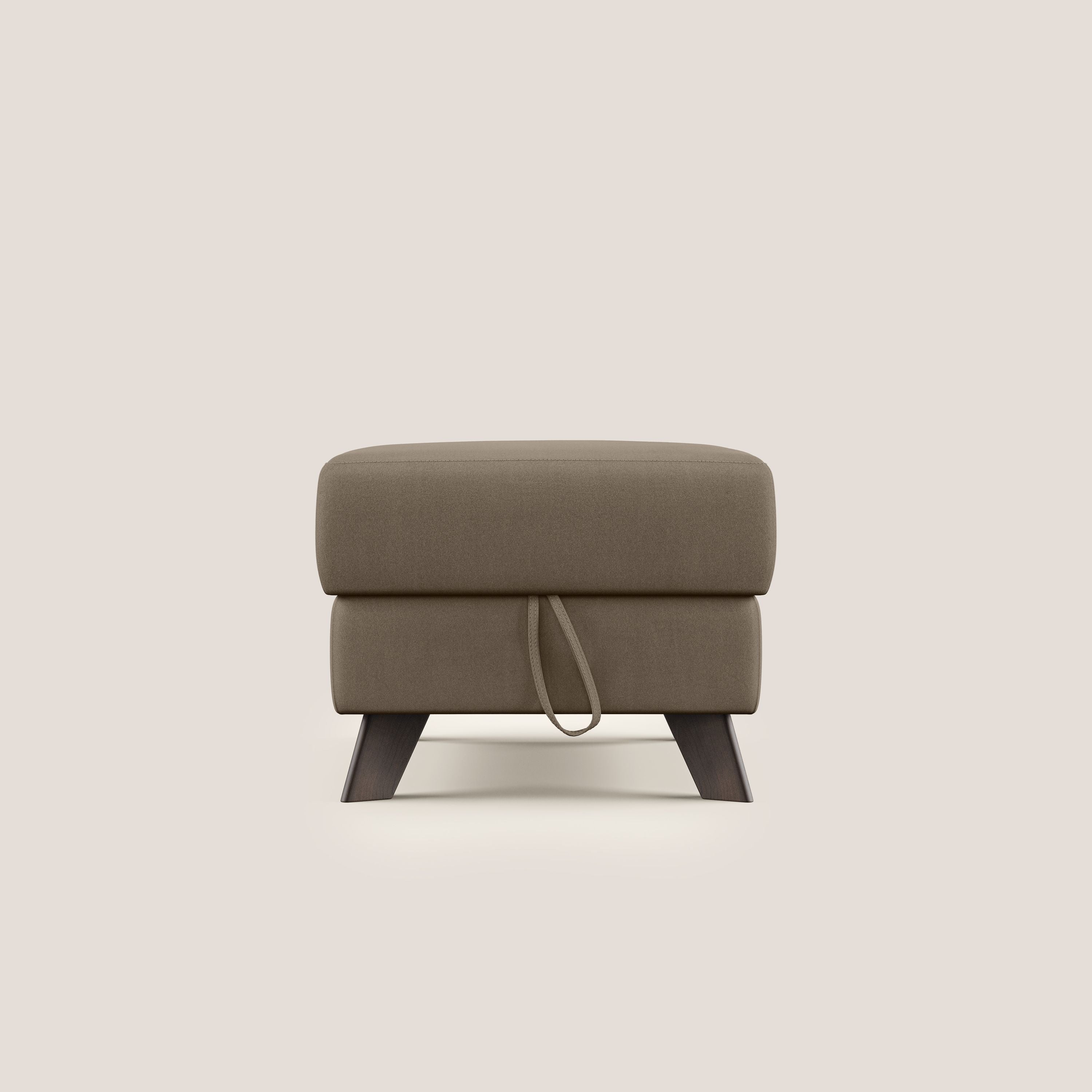 Moon Pouf contenitore e piedini alti in microfibra impermeabile T11 marrone - divani.store