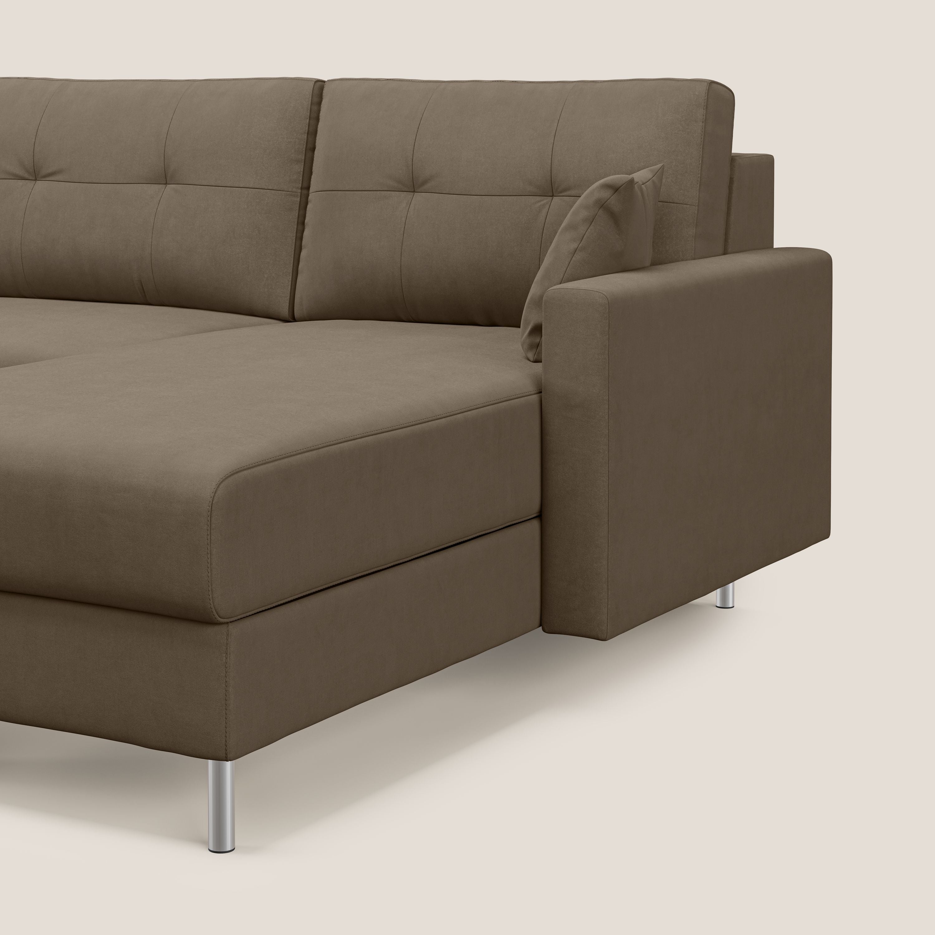 Megan divano letto angolare in microfibra smacchiabile T11 marrone - divani.store