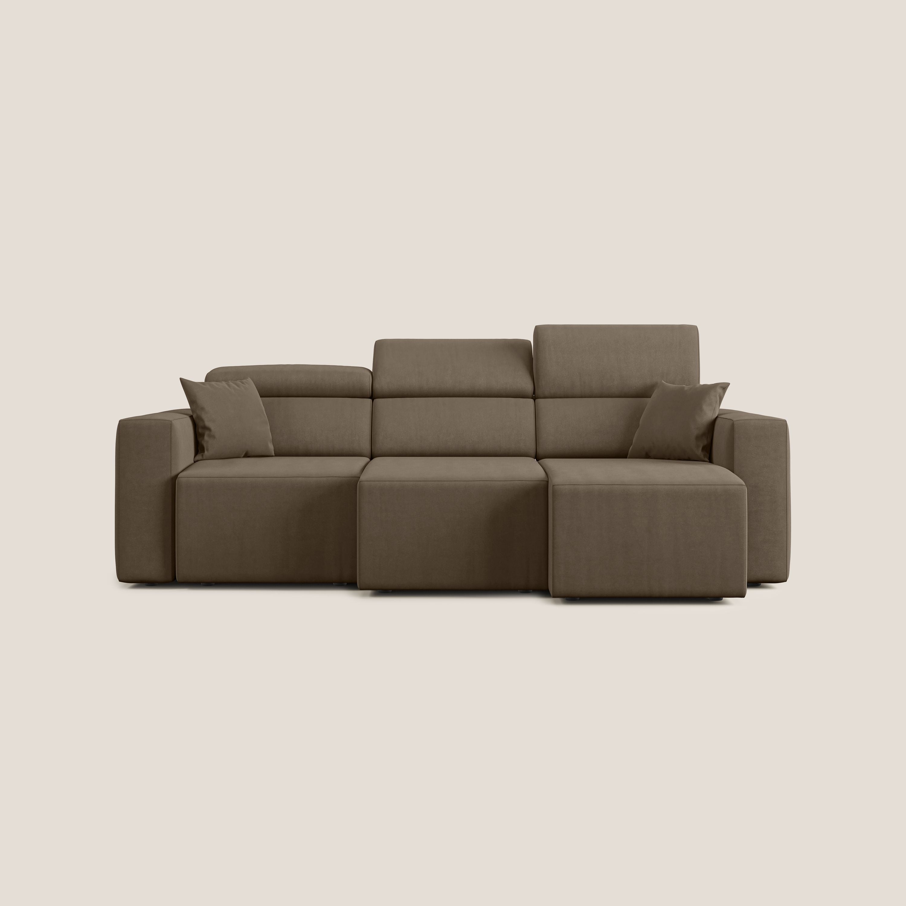 Orwell divano con 3 sedute estraibili in microfibra smacchiabile T11 marrone - divani.store