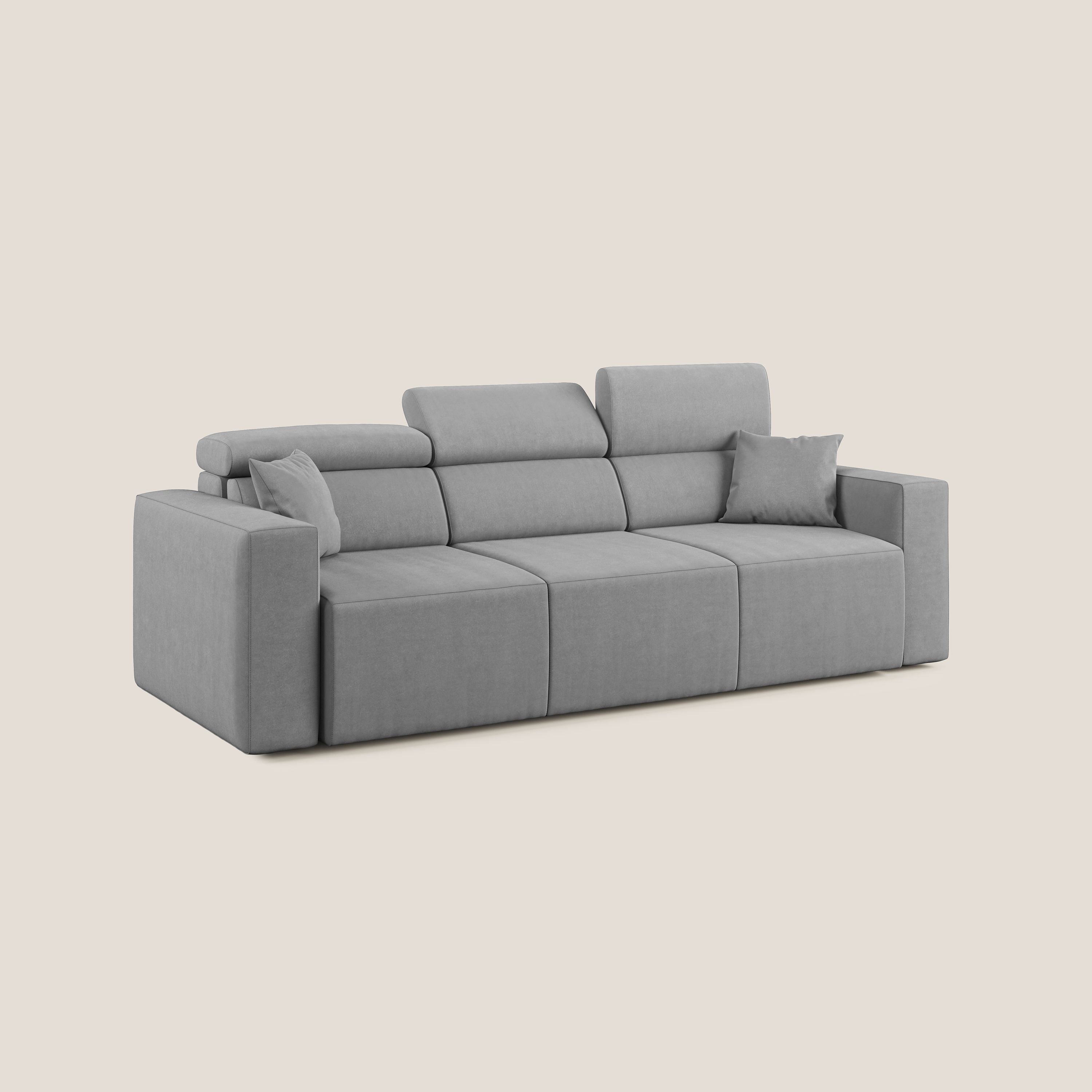 Orwell divano con 3 sedute estraibili in microfibra smacchiabile T11 grigio - divani.store