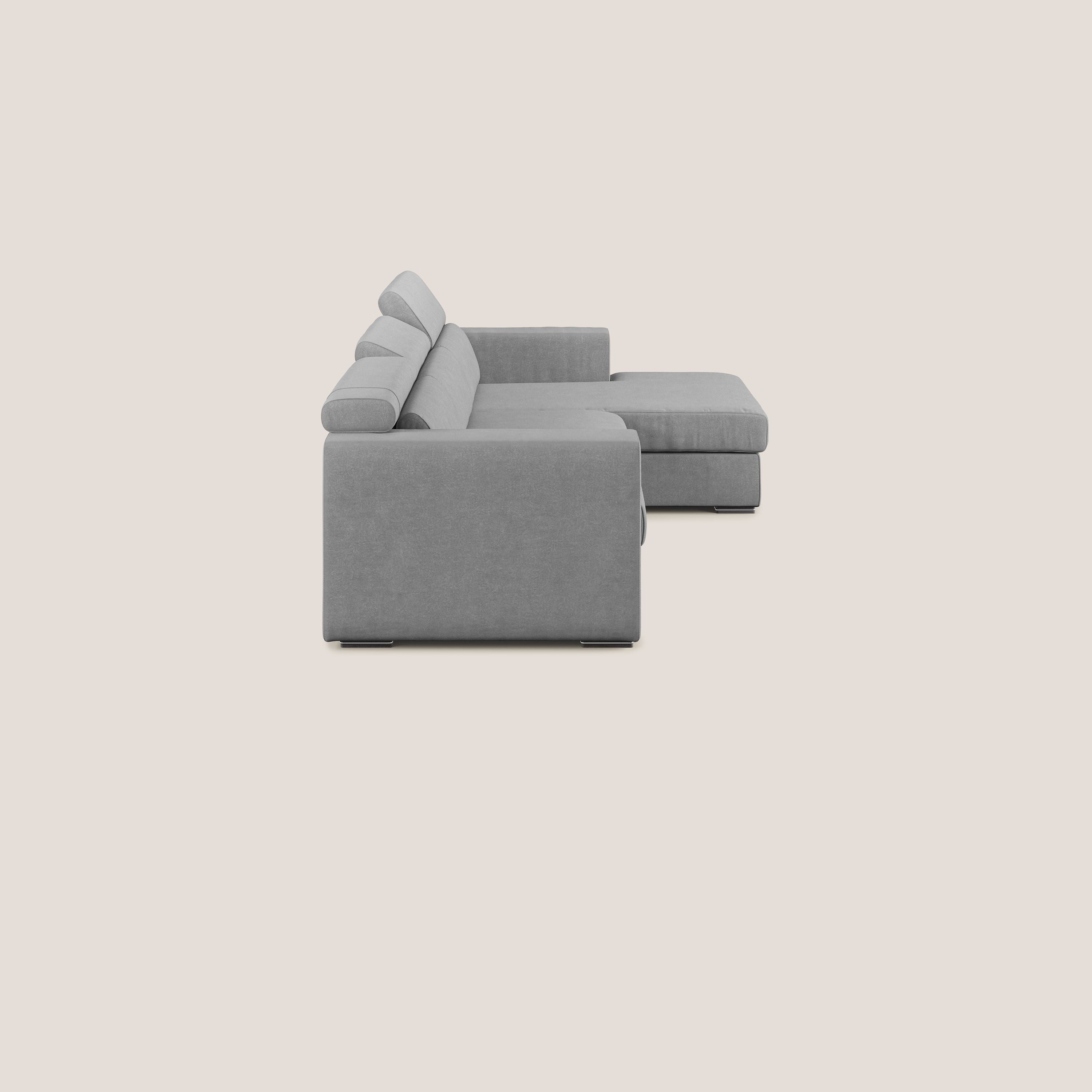 Vegas divano angolare con poggiatesta reclinabili in microfibra impermeabile T11 grigio - divani.store