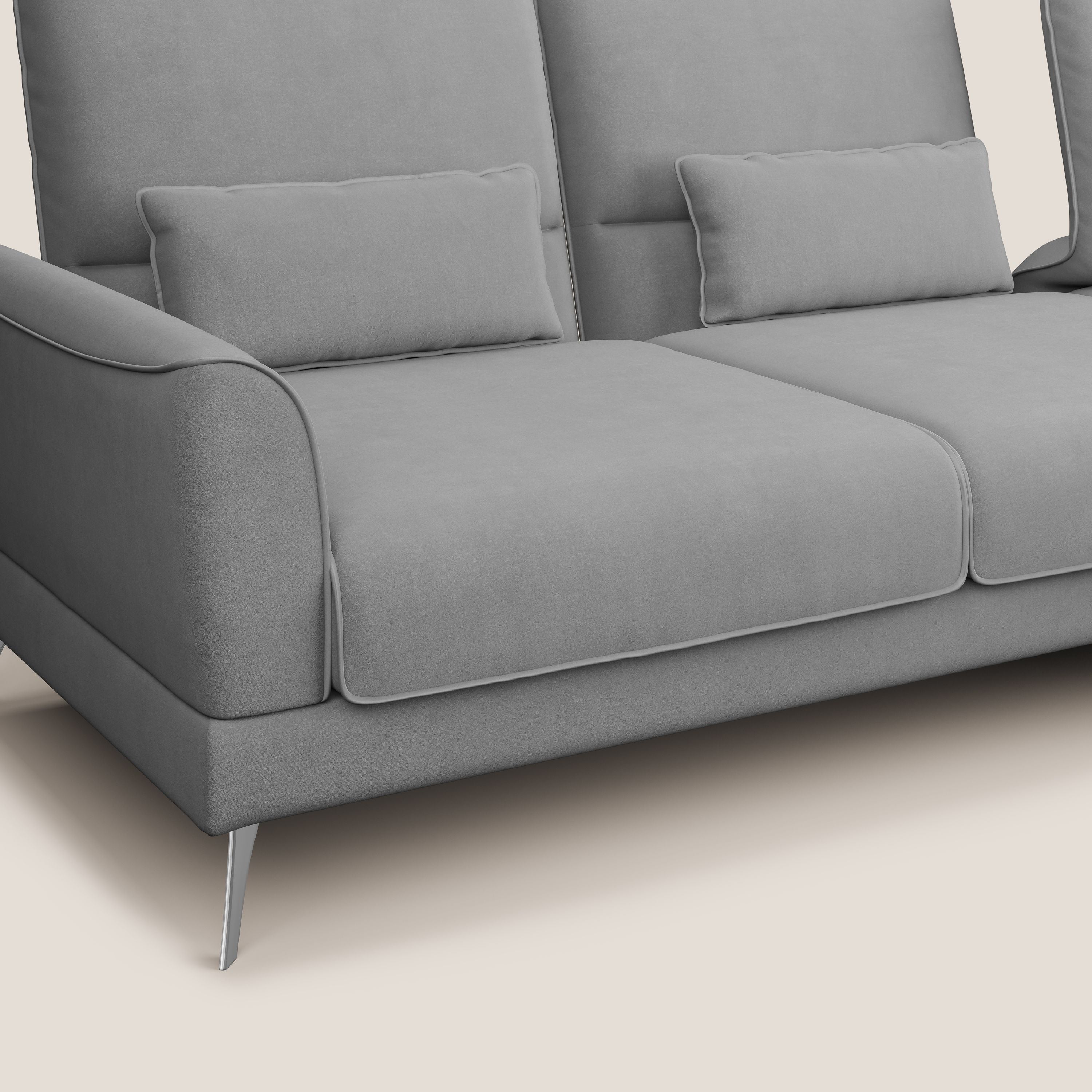 Tommy Divano angolare con relax e schienali traslanti in microfibra smacchiabile T11 grigio - divani.store