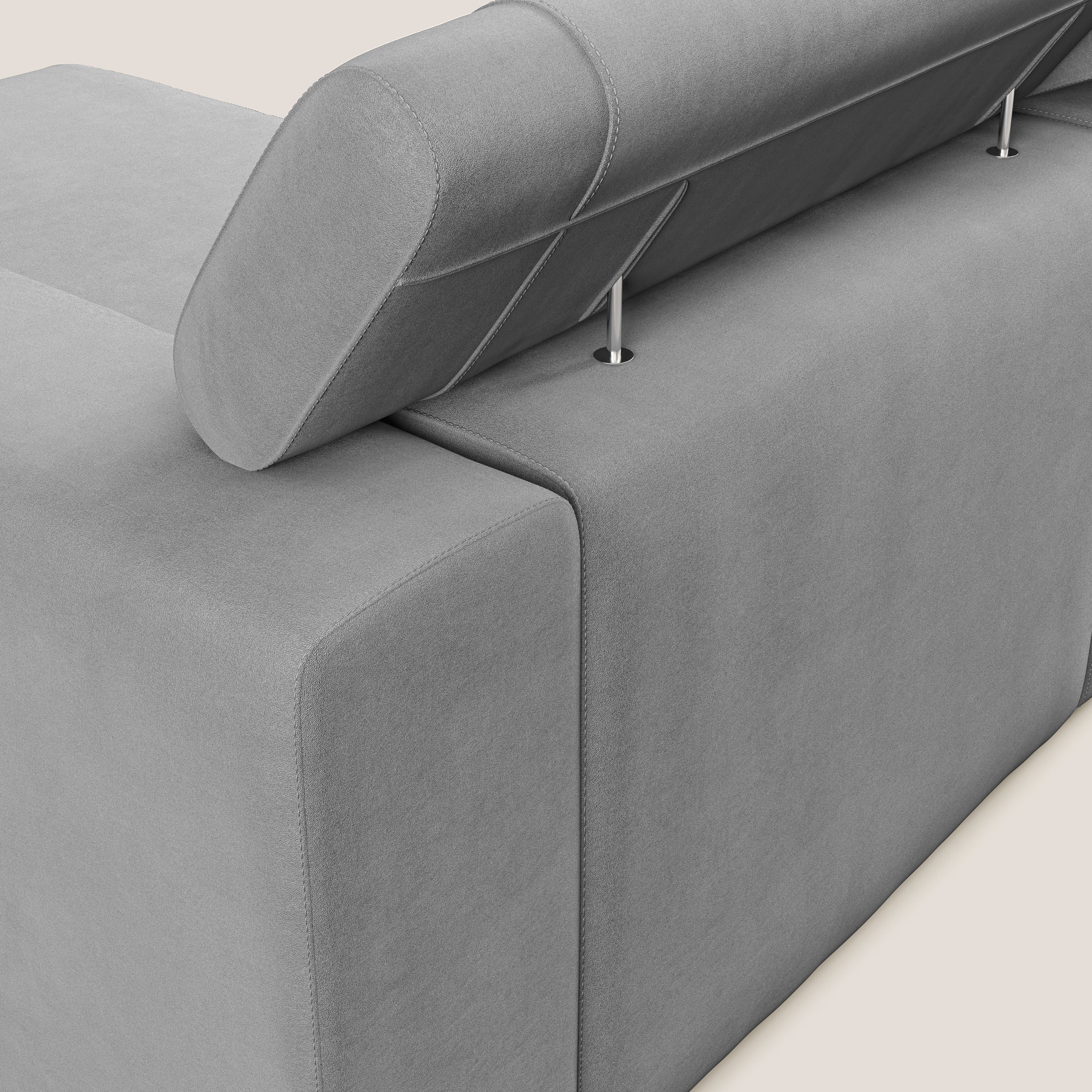 Vegas divano angolare con poggiatesta reclinabili in microfibra impermeabile T11 grigio - divani.store
