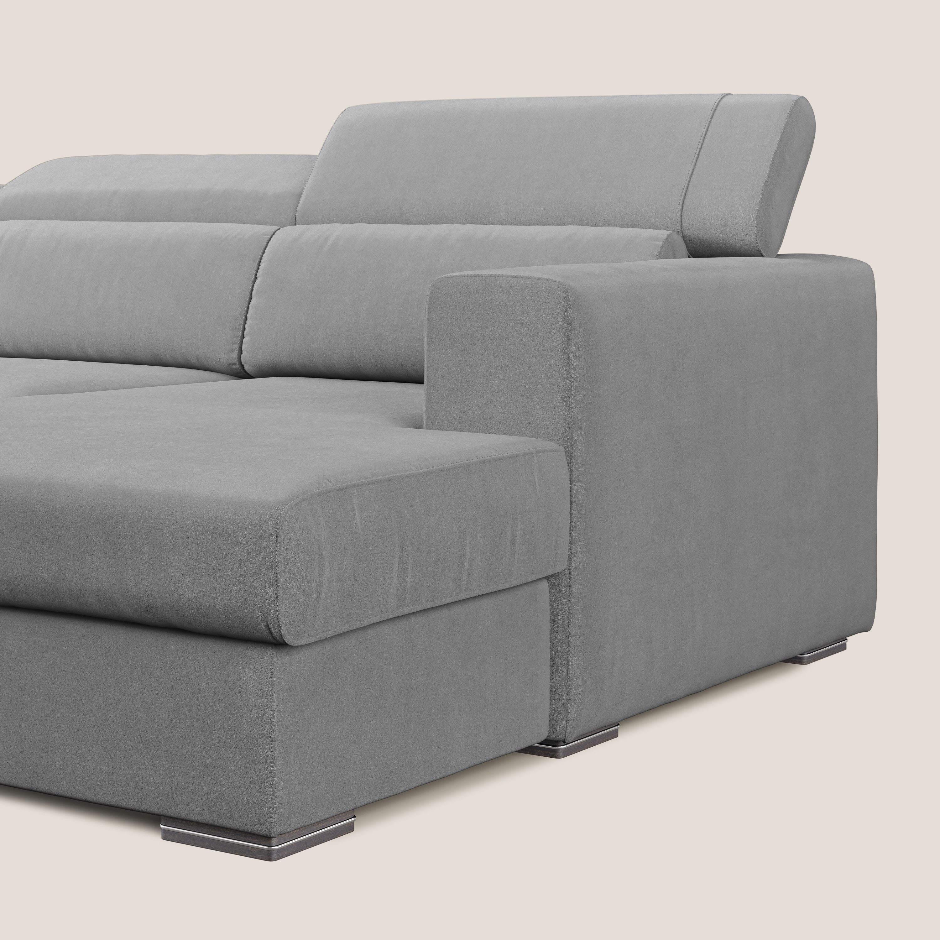 Vegas divano angolare con poggiatesta reclinabili in microfibra impermeabile T11 grigio - divani.store