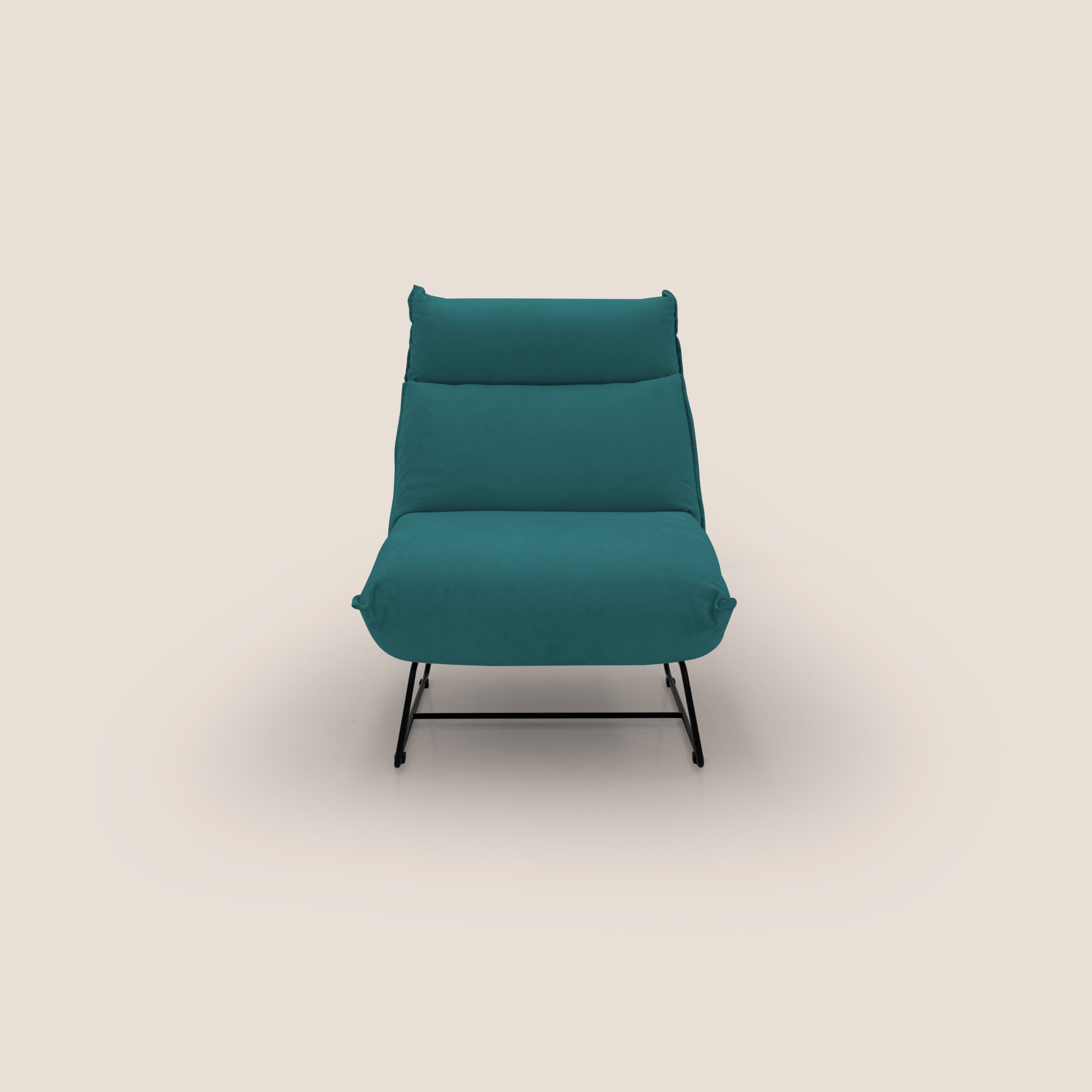 Tessa Poltroncina dal design moderno in morbida microfibra smacchiabile T11 petrolio - divani.store