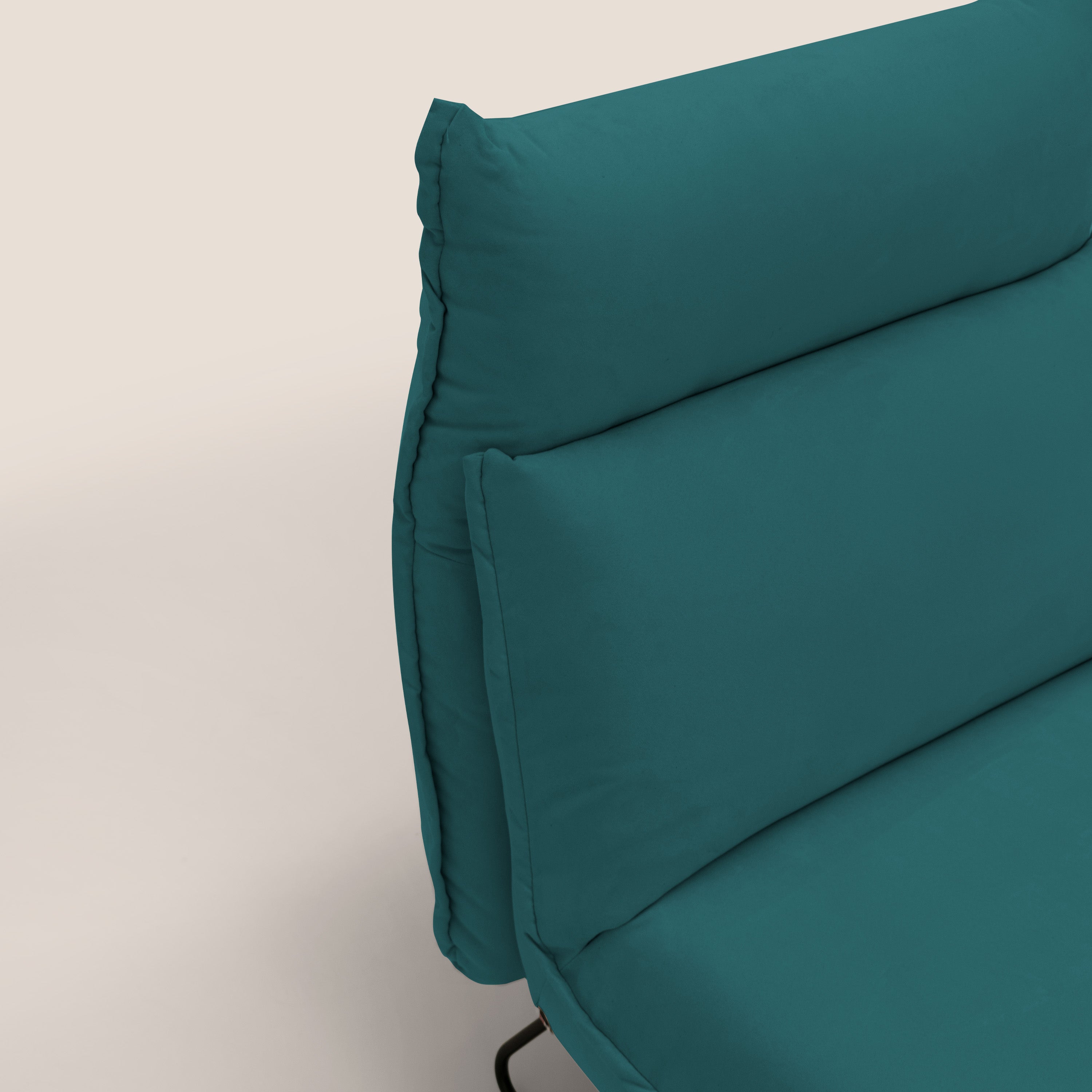 Tessa Poltroncina dal design moderno in morbida microfibra smacchiabile T11 petrolio - divani.store