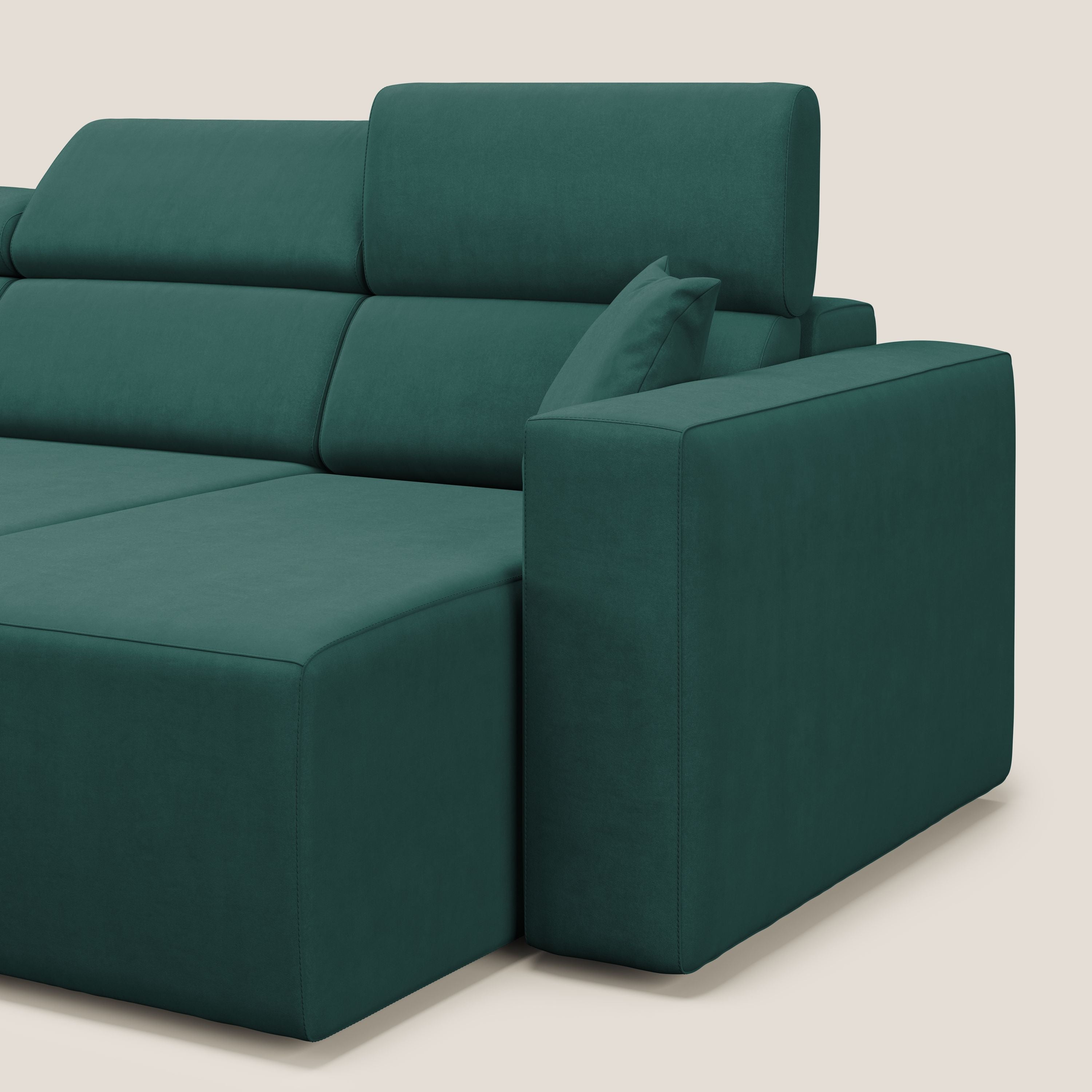 Orwell divano con 3 sedute estraibili in microfibra smacchiabile T11 petrolio - divani.store