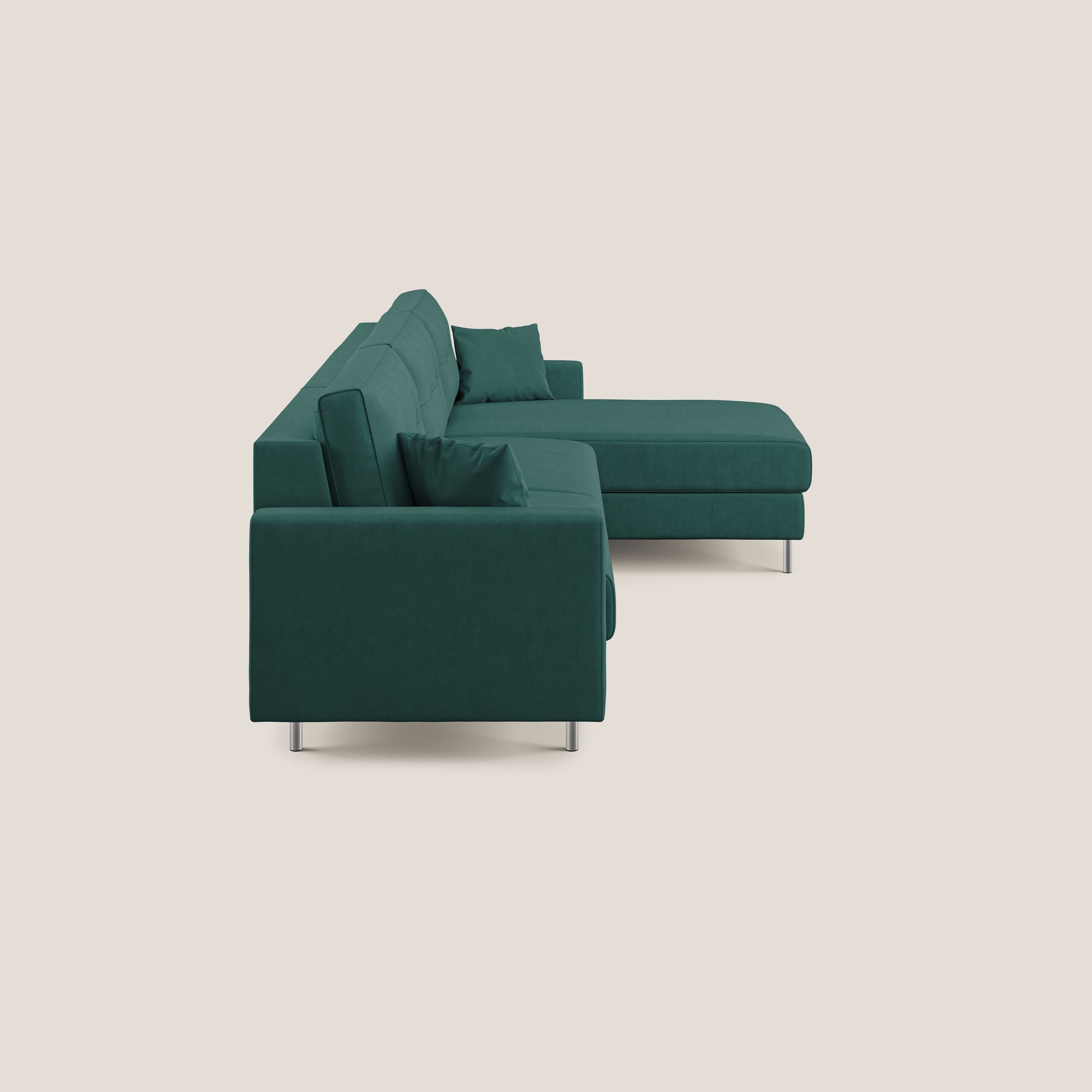 Megan divano letto angolare in microfibra smacchiabile T11 petrolio - divani.store