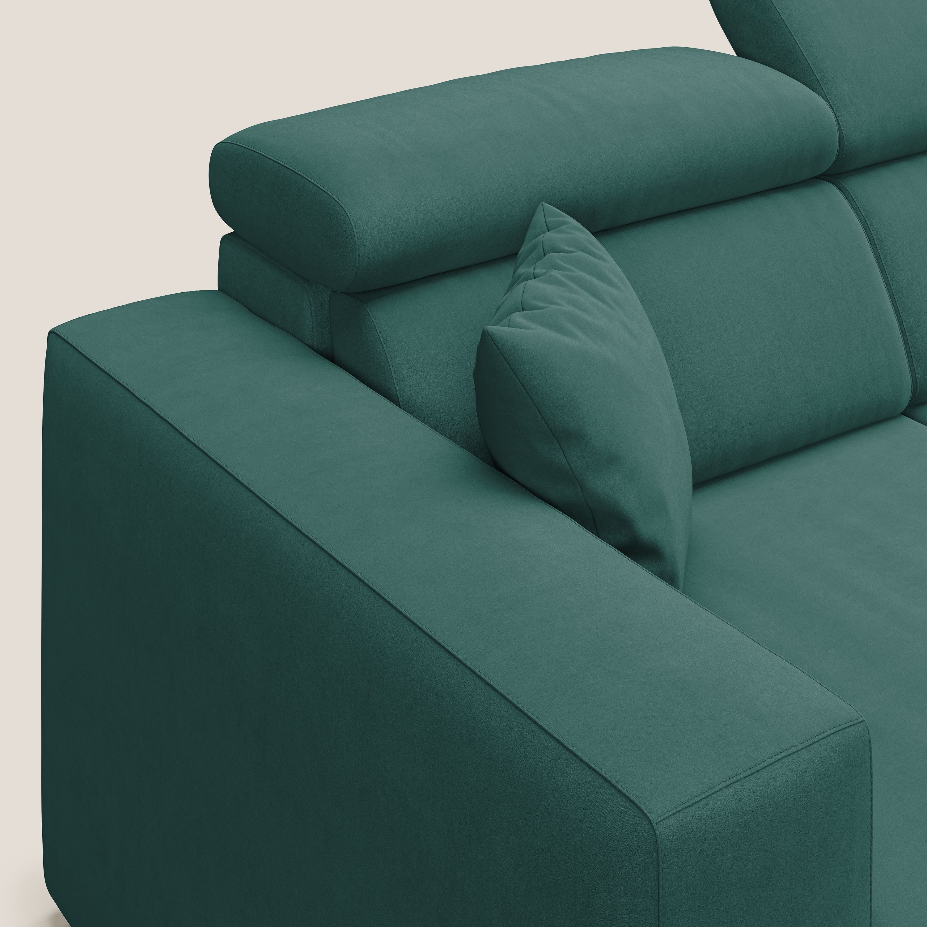 Orwell divano con 3 sedute estraibili in microfibra smacchiabile T11 petrolio - divani.store