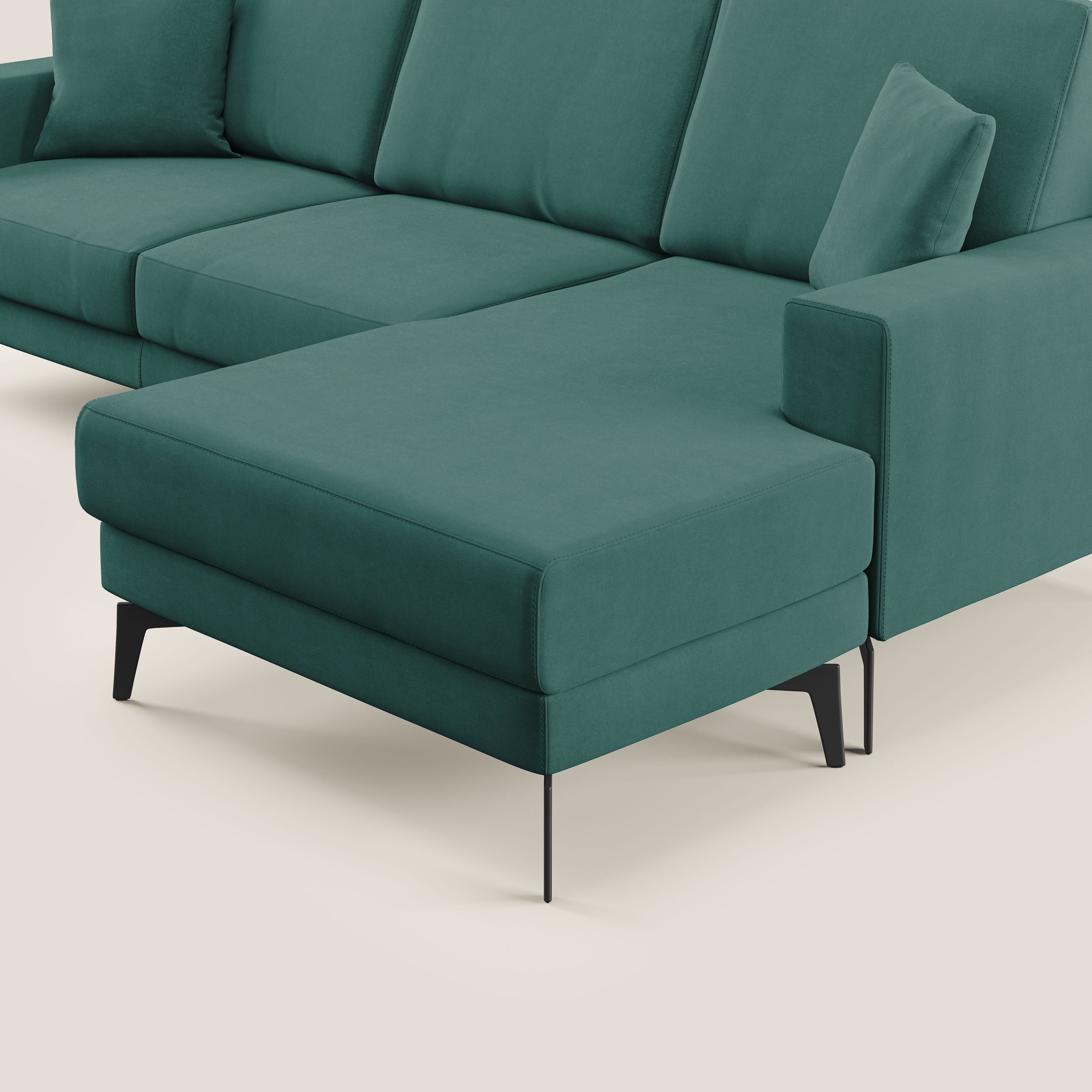 Prestige divano angolare reversibile in microfibra smacchiabile T11 petrolio - divani.store