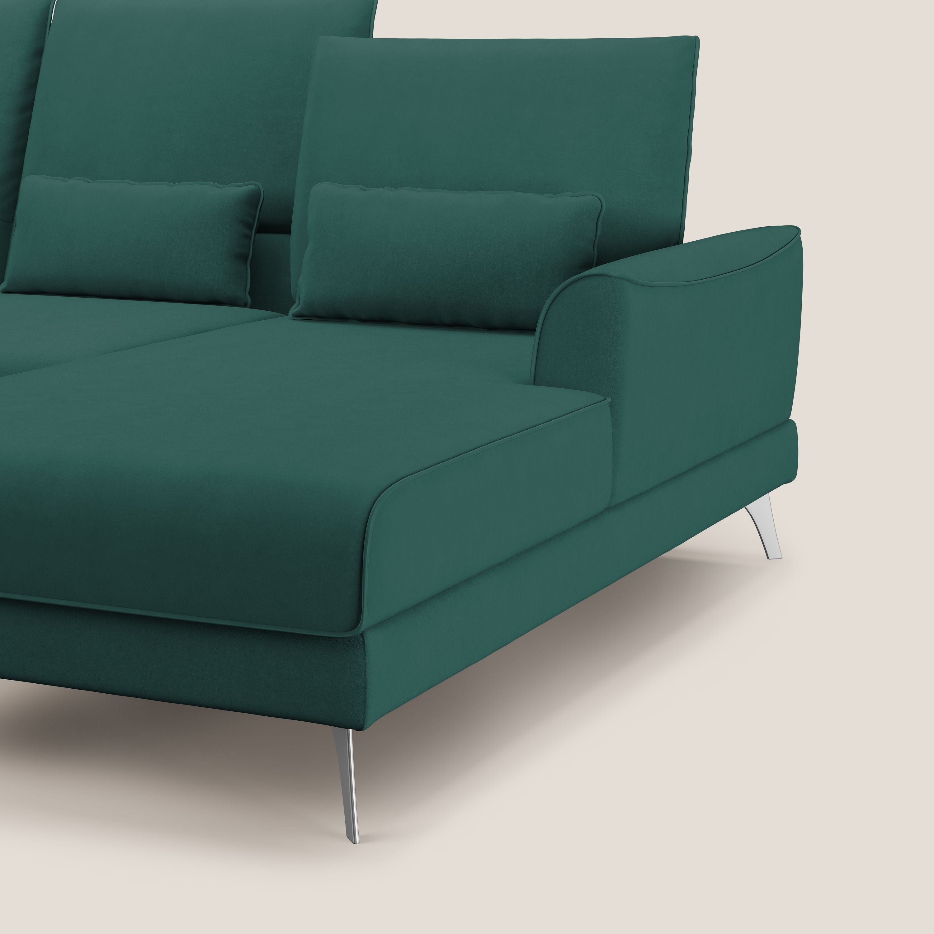 Tommy Divano angolare con relax e schienali traslanti in microfibra smacchiabile T11 petrolio - divani.store