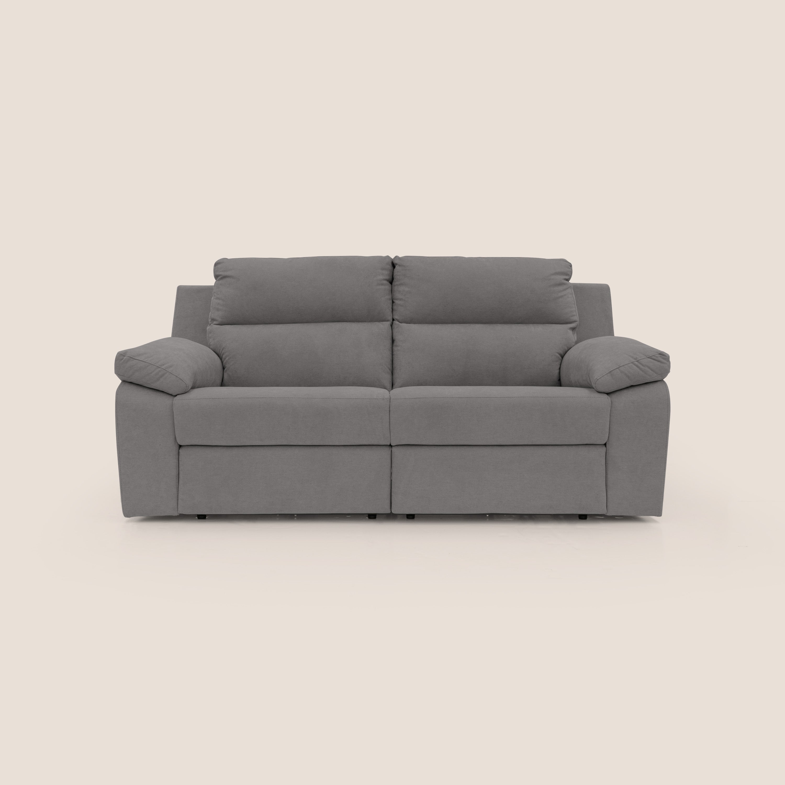 Romeo Divano relax con recliner elettrico in morbido tessuto impermeabile T02 grigio - divani.store