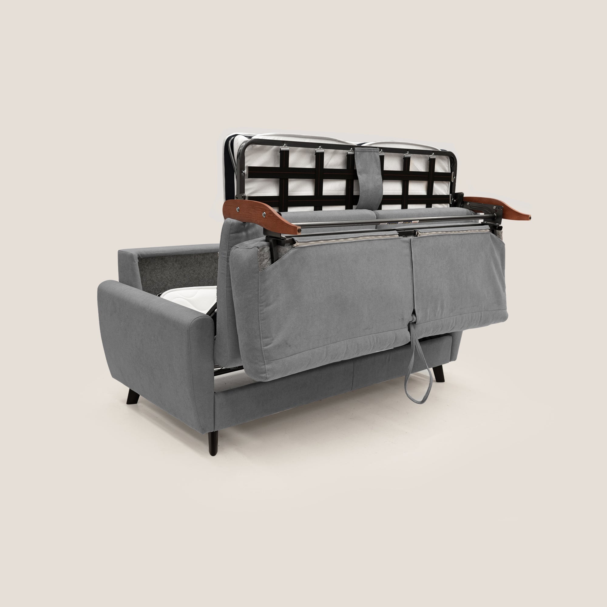 Callisto Divano letto matrimoniale in tessuto morbido impermeabile T02 grigio - divani.store