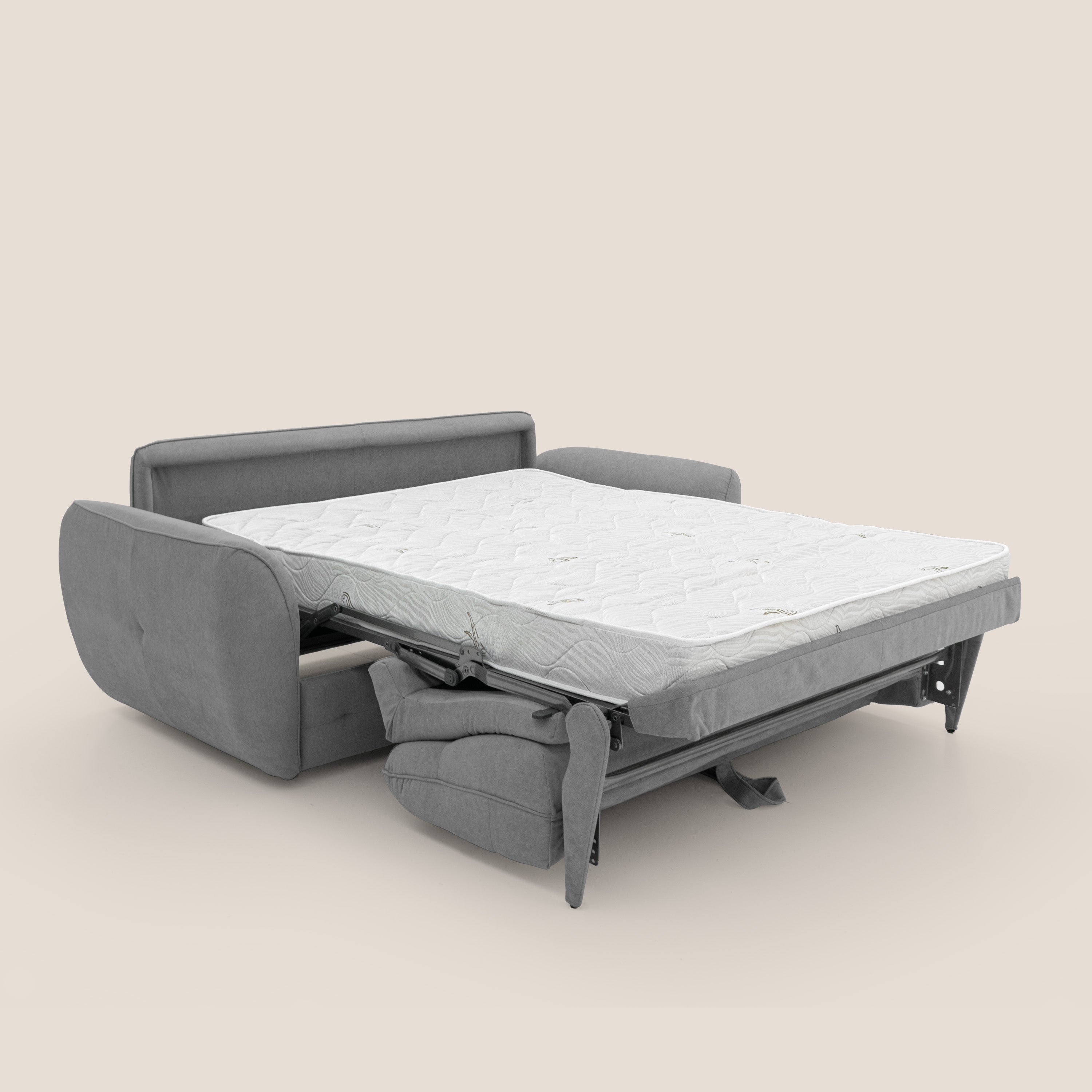 Zeus Divano letto scandinavo con schienale alto in tessuto impermeabile T02 grigio - divani.store