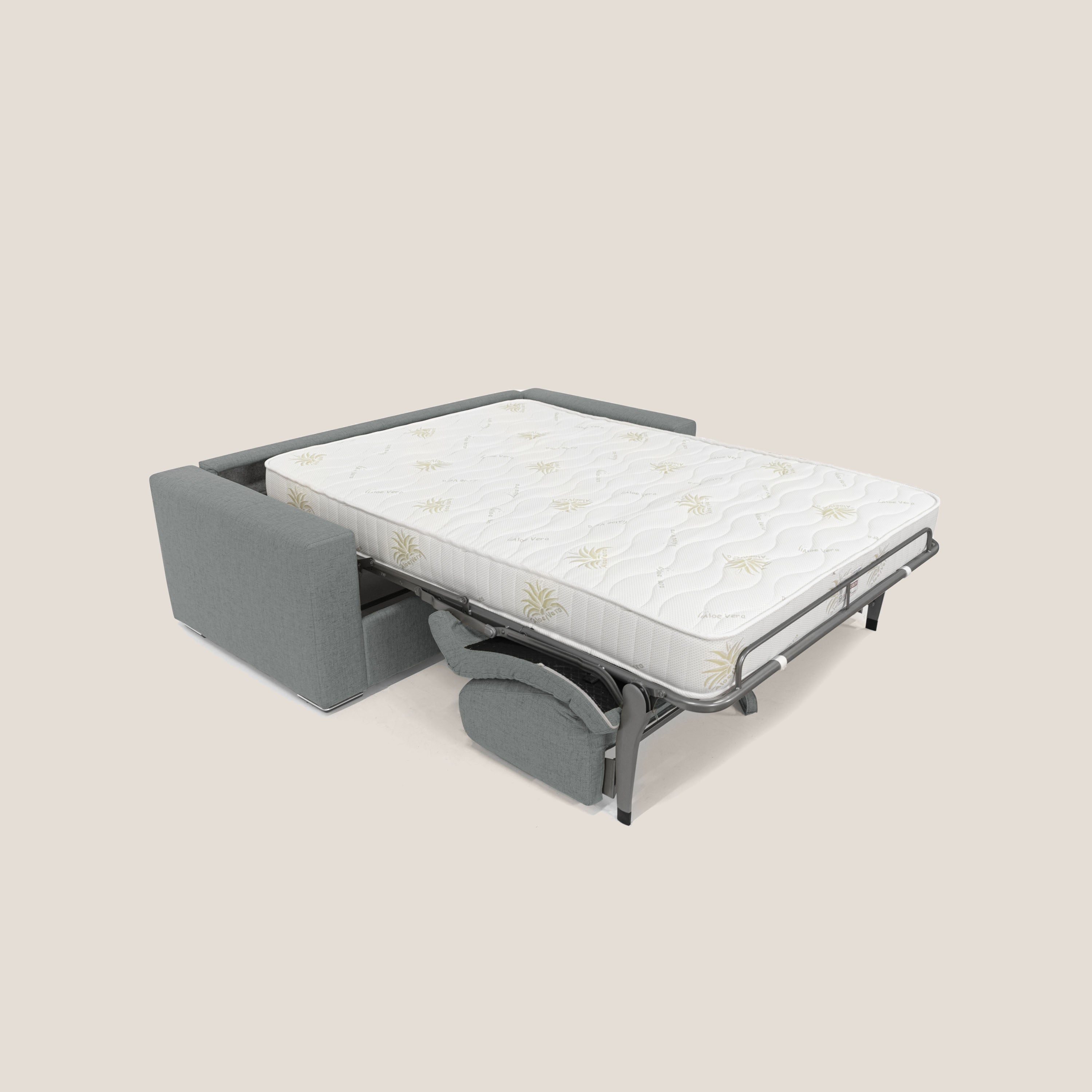 Nixon Divano letto matrimoniale con materasso 20 cm in tessuto impermeabile T03 grigio - divani.store