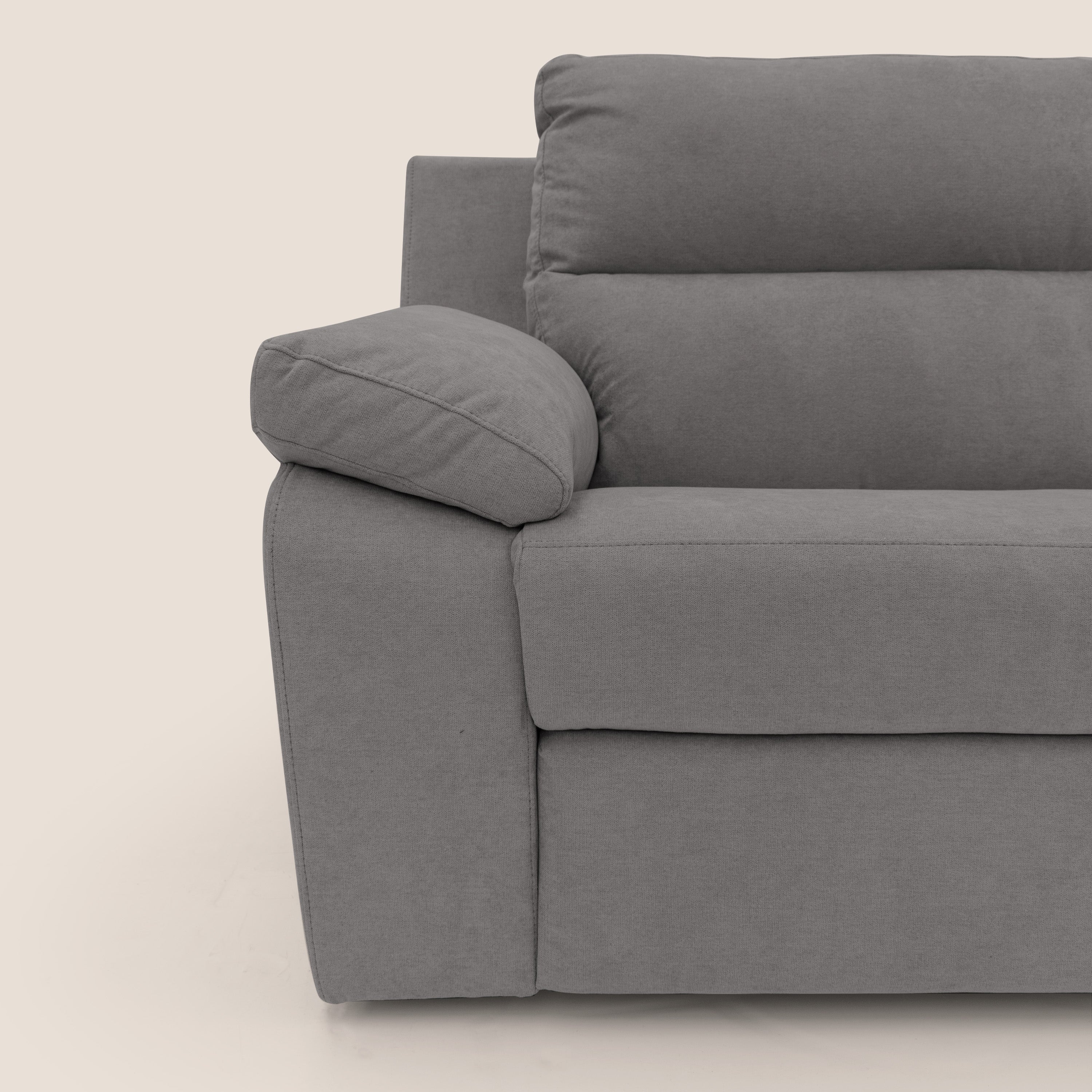Romeo Divano relax con recliner elettrico in morbido tessuto impermeabile T02 grigio - divani.store