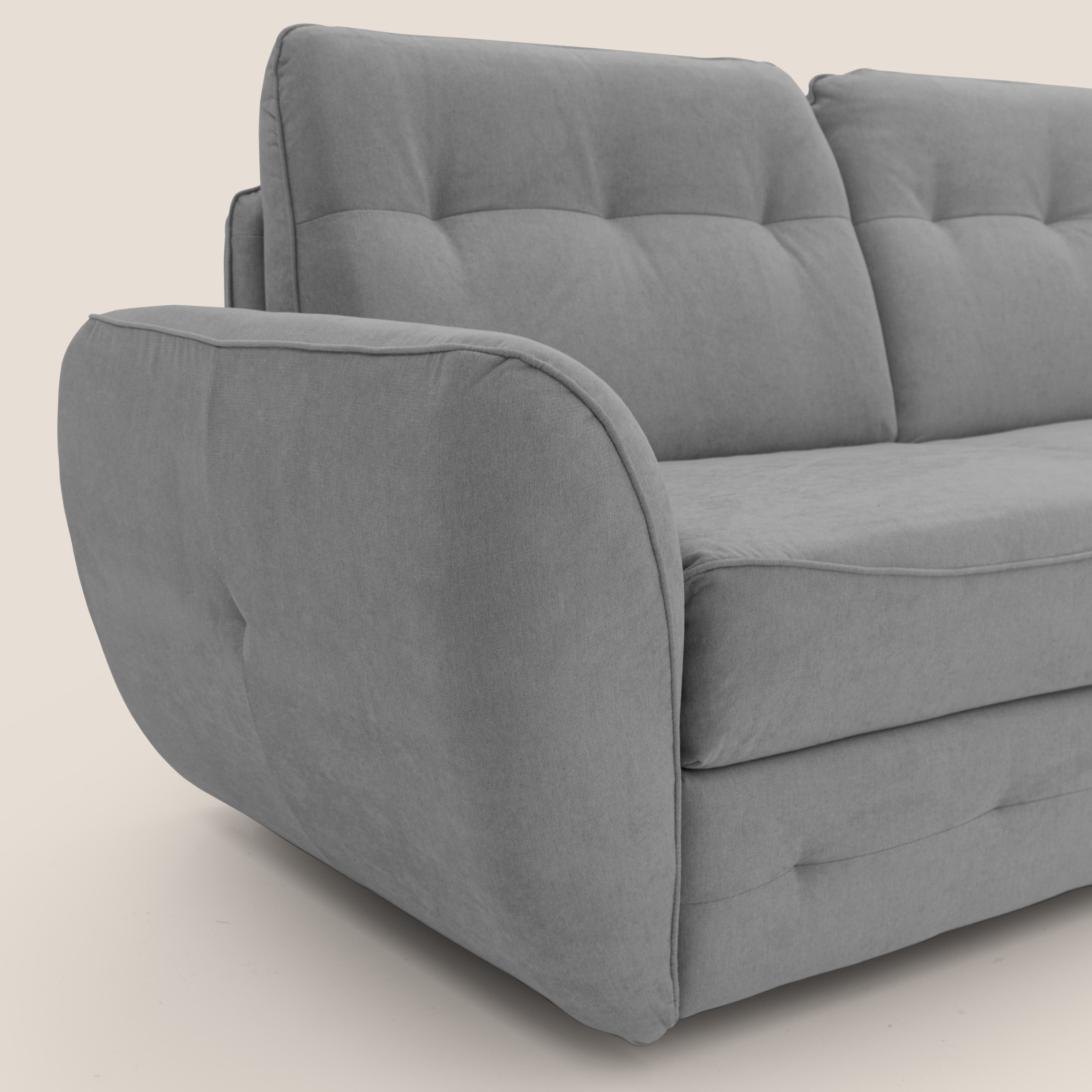 Zeus Divano letto scandinavo con schienale alto in tessuto impermeabile T02 grigio - divani.store